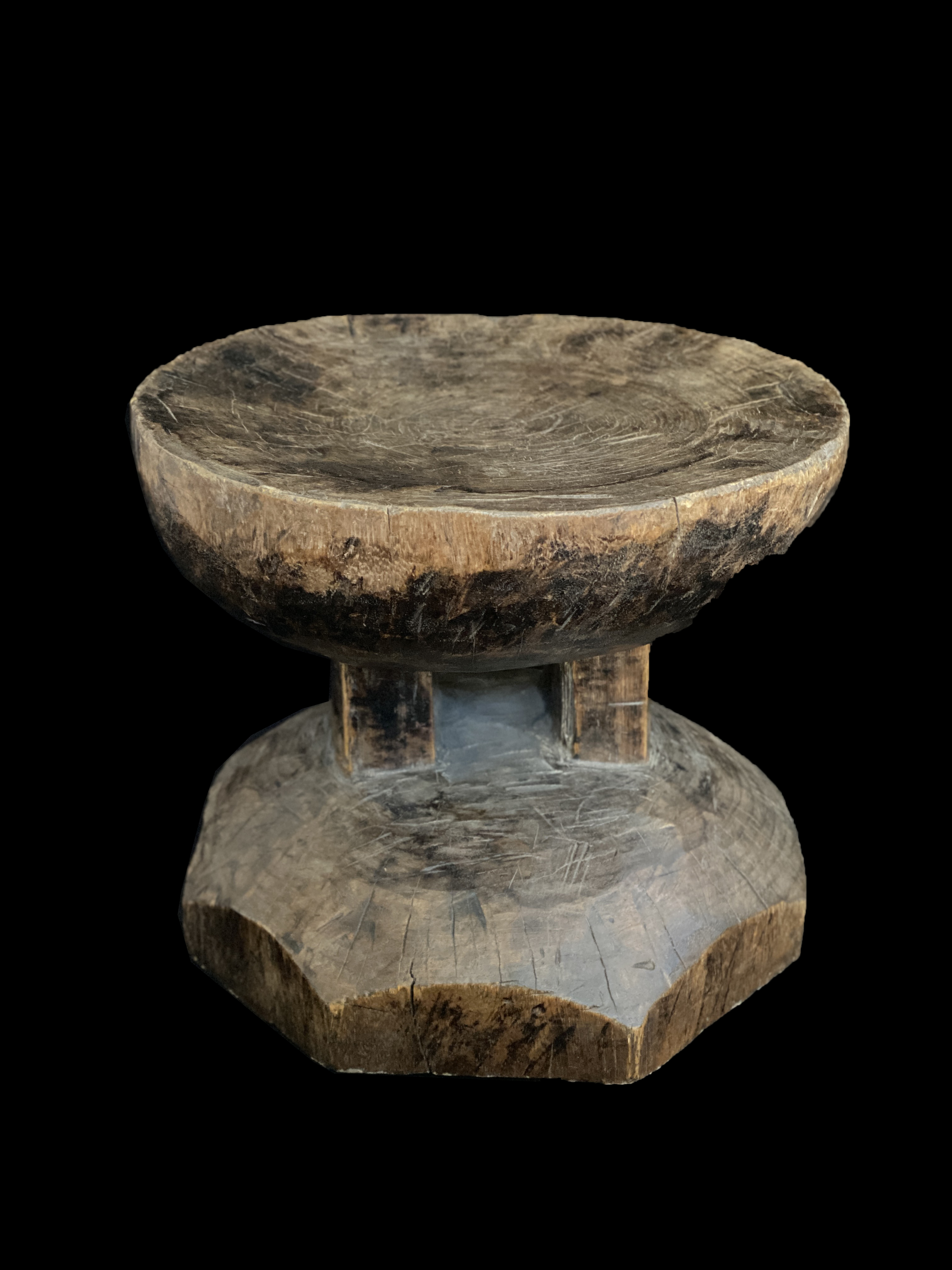 Wooden Stool with Scalloped Base - Lozi People, Zambia