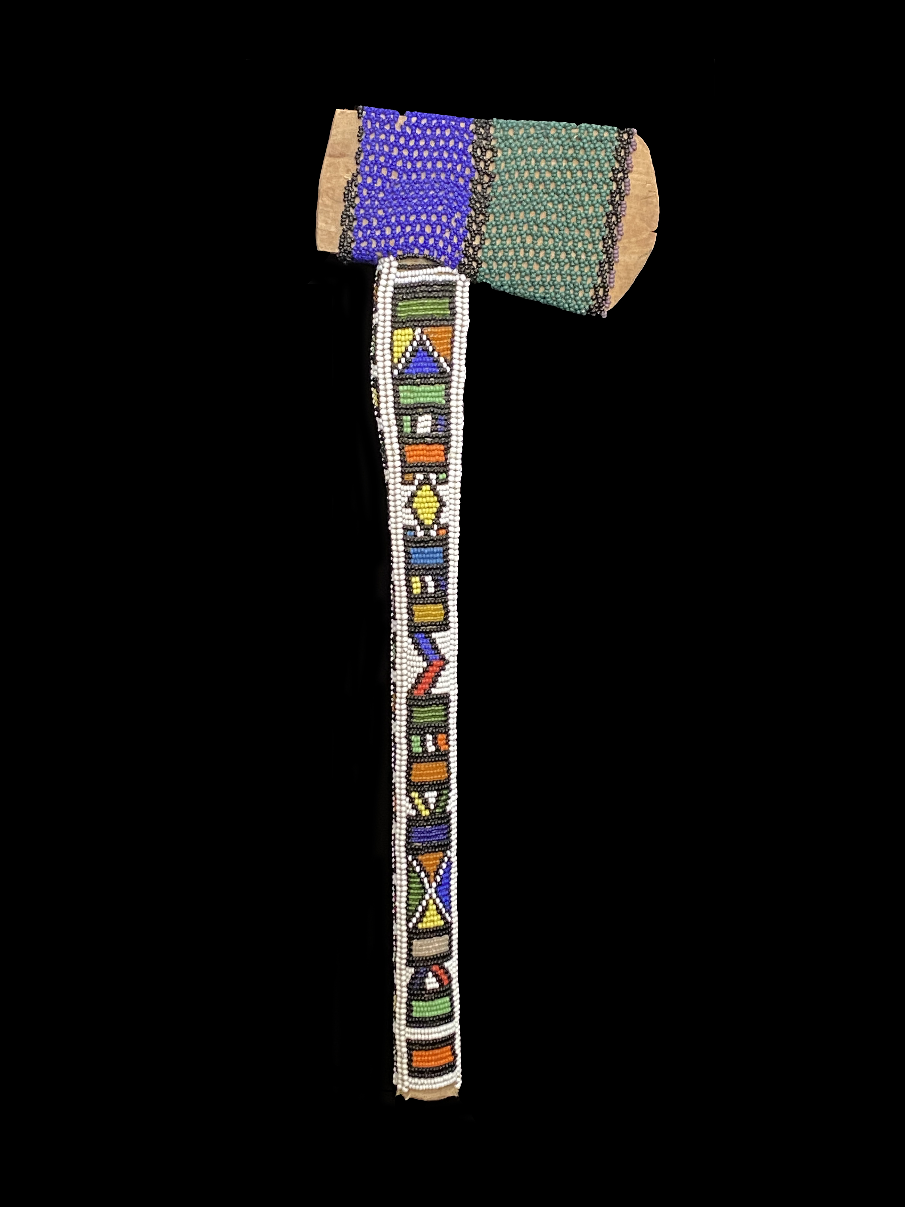 Beaded Dance Mace in the shape of an Ax - Ndebele People, South Africa