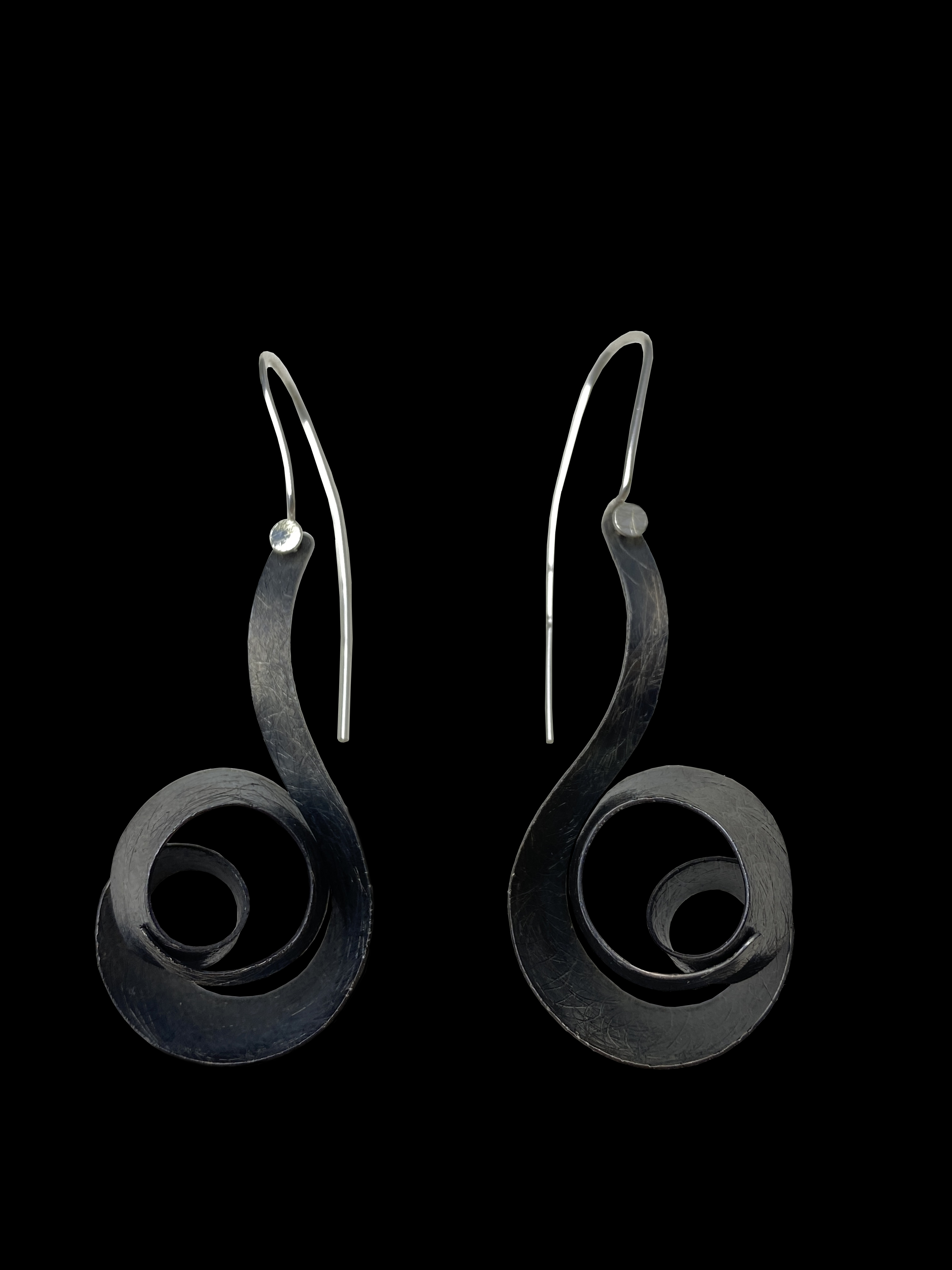 Oxidized Sterling Silver Black Key Note Earrings ( EHC345X) 