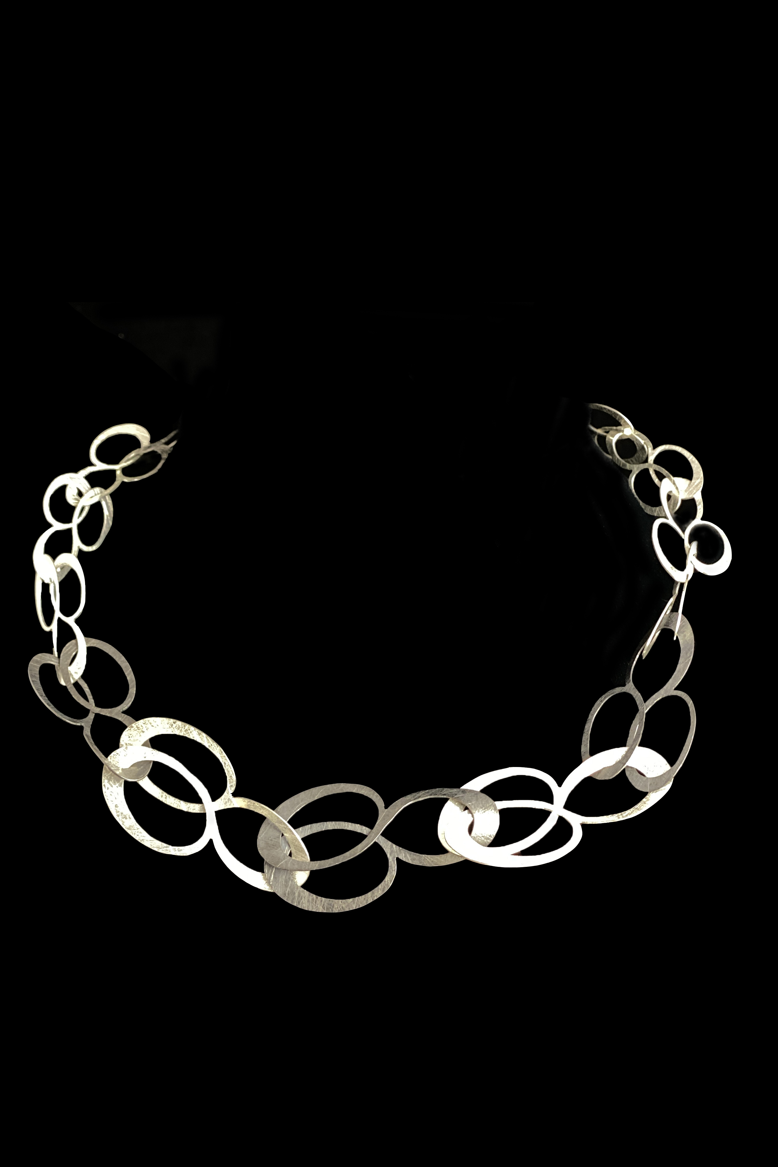 Oxidized Sterling Silver with Triple Oval Links Necklace ( EHC636SOX)