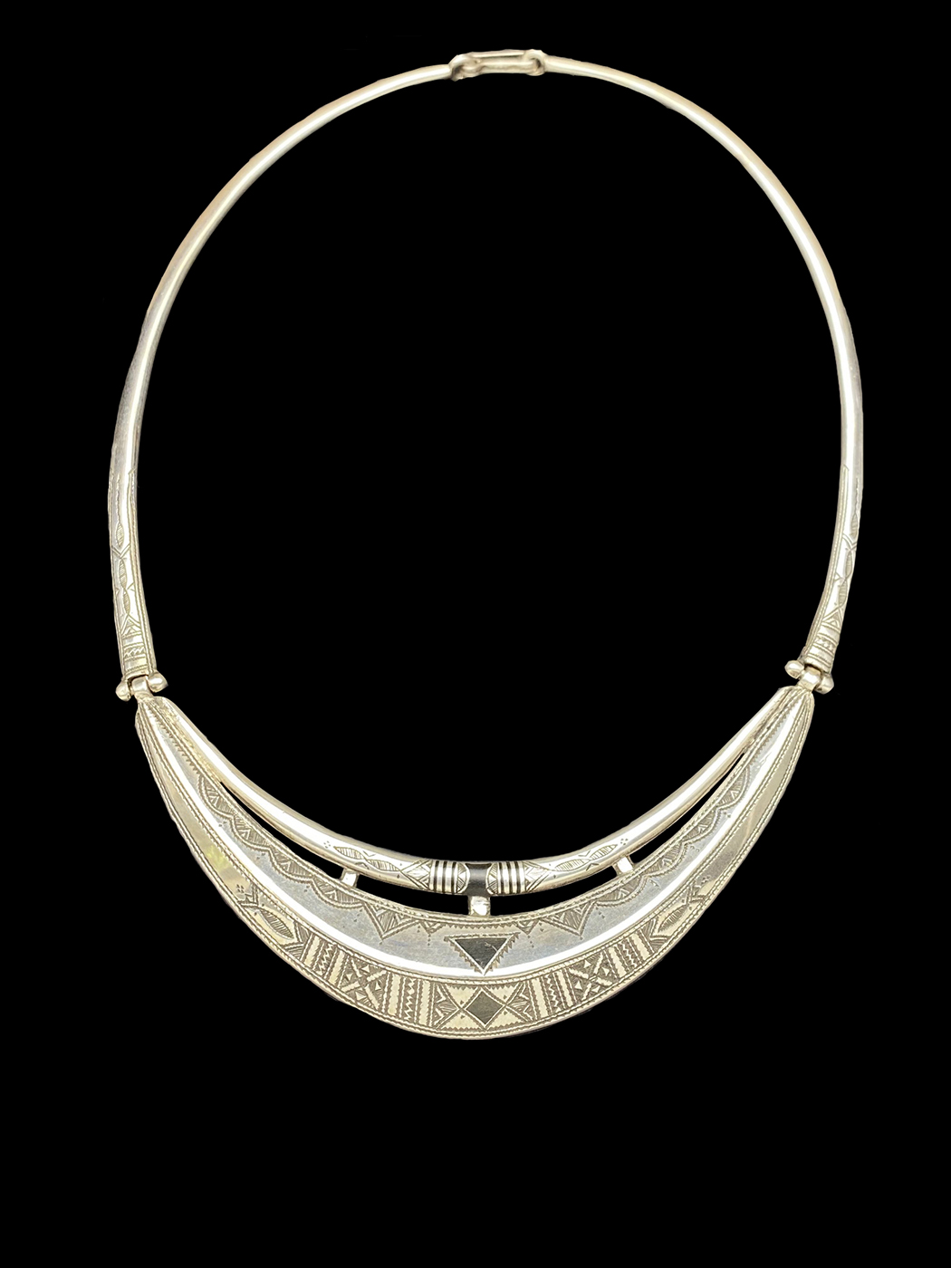 Sterling Silver and Ebony Wood Necklace - Tuareg People, South Sahara