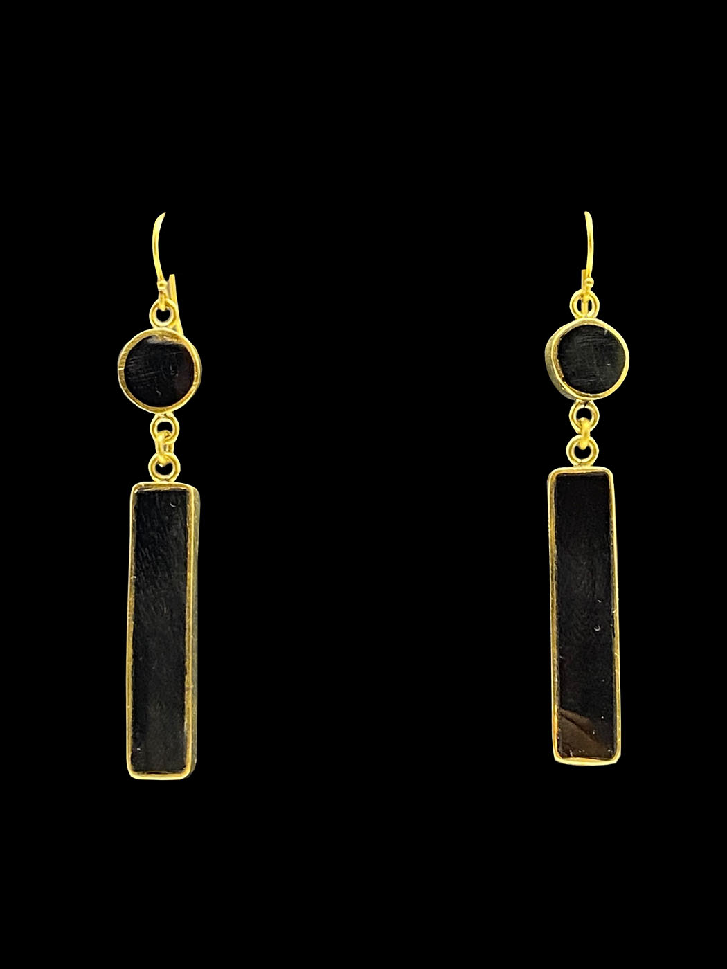 Horn Earrings with Brass Trim - Kenya - (only one pair)