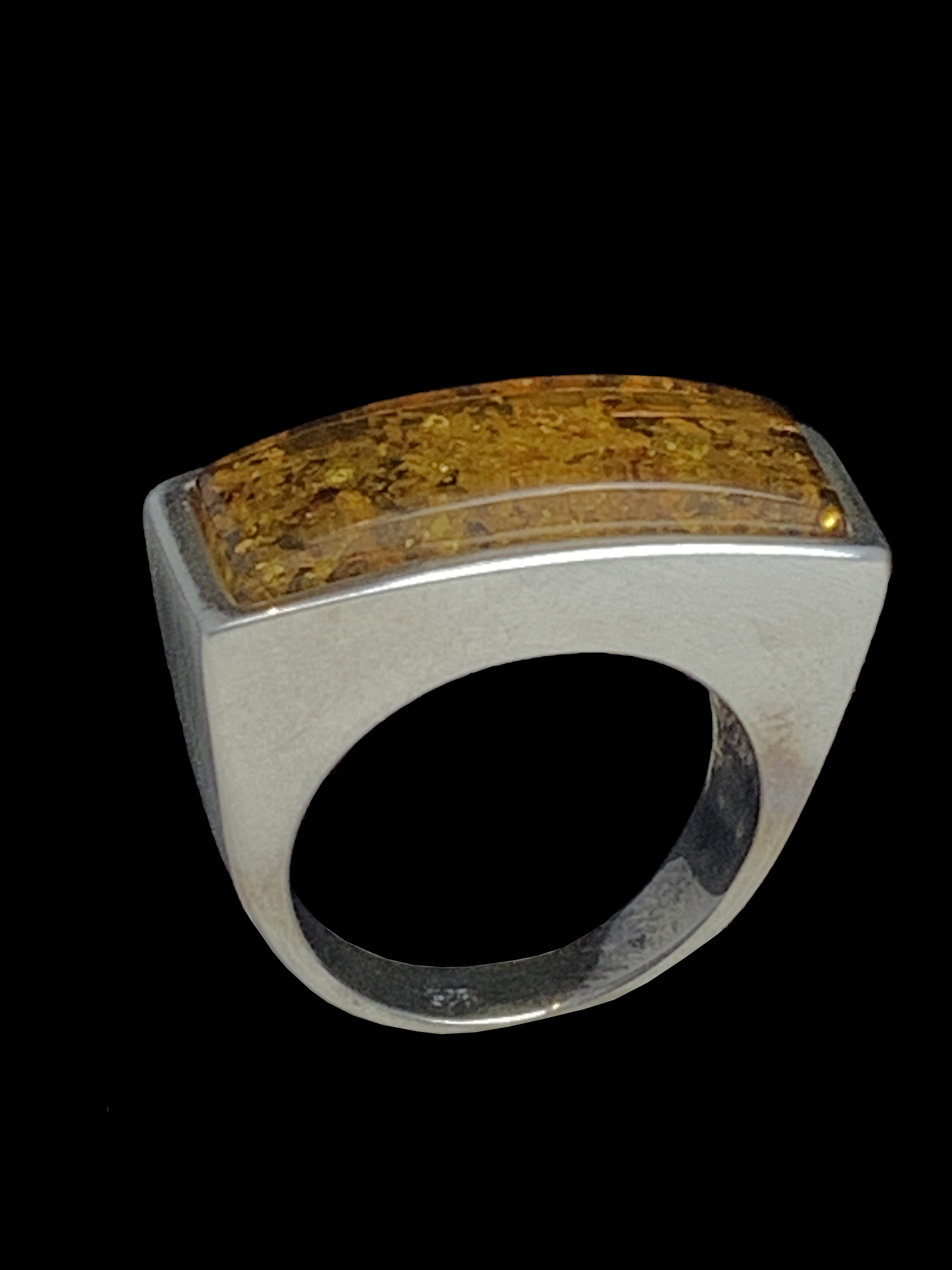Amber Ring with Sterling Silver 
