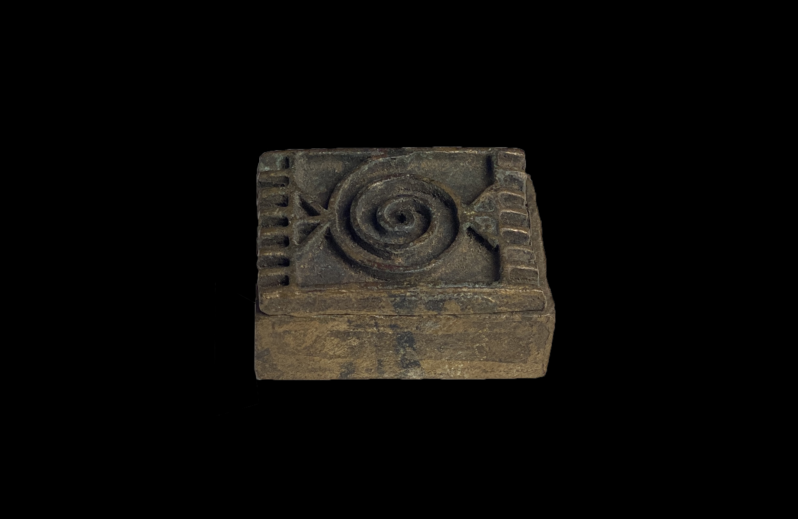 Bronze Box with Spiral Design on Lid - Ashanti People, Ghana