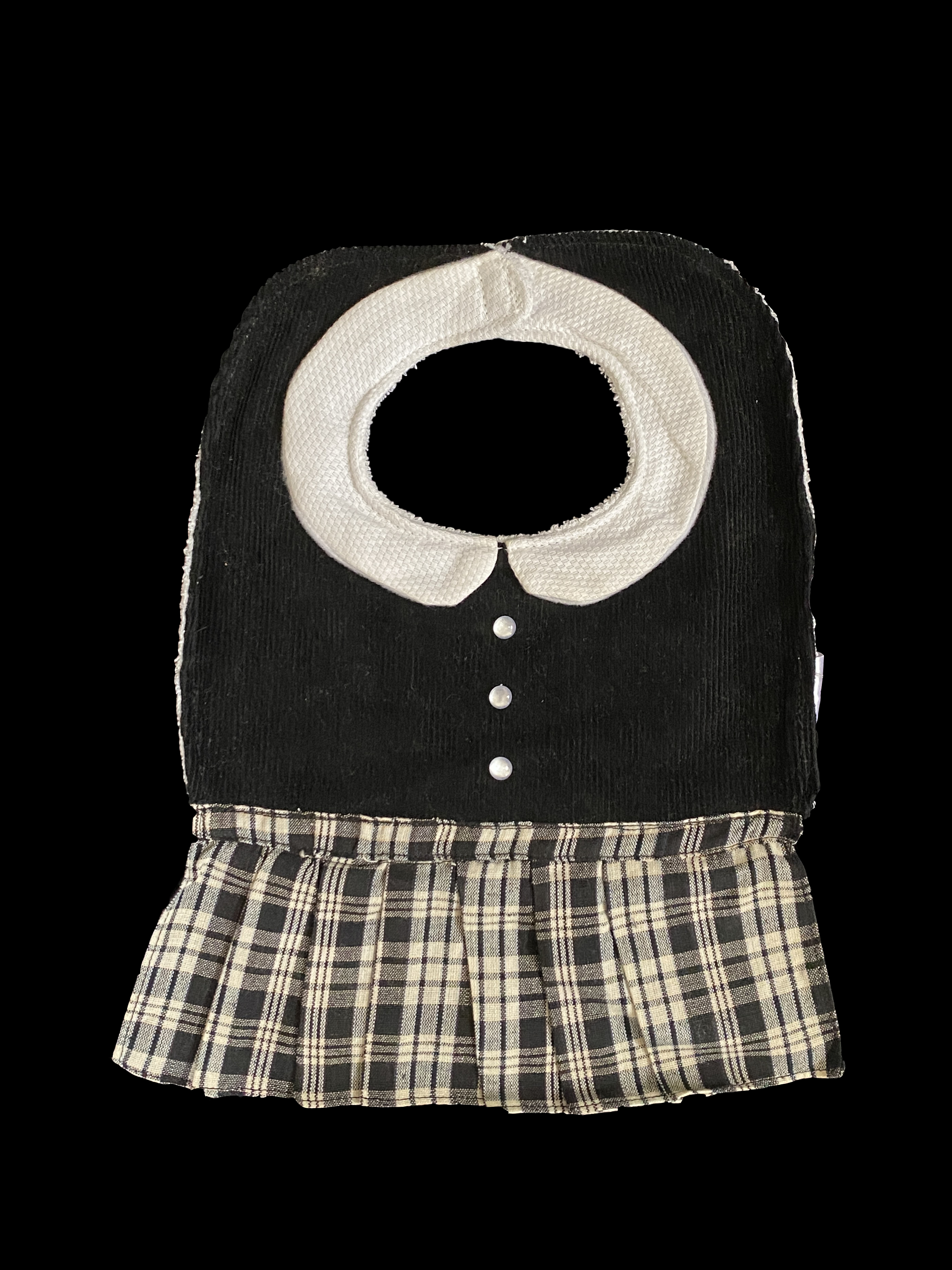 Bib for Baby Girl - Plaid Skirt and Button Down Front