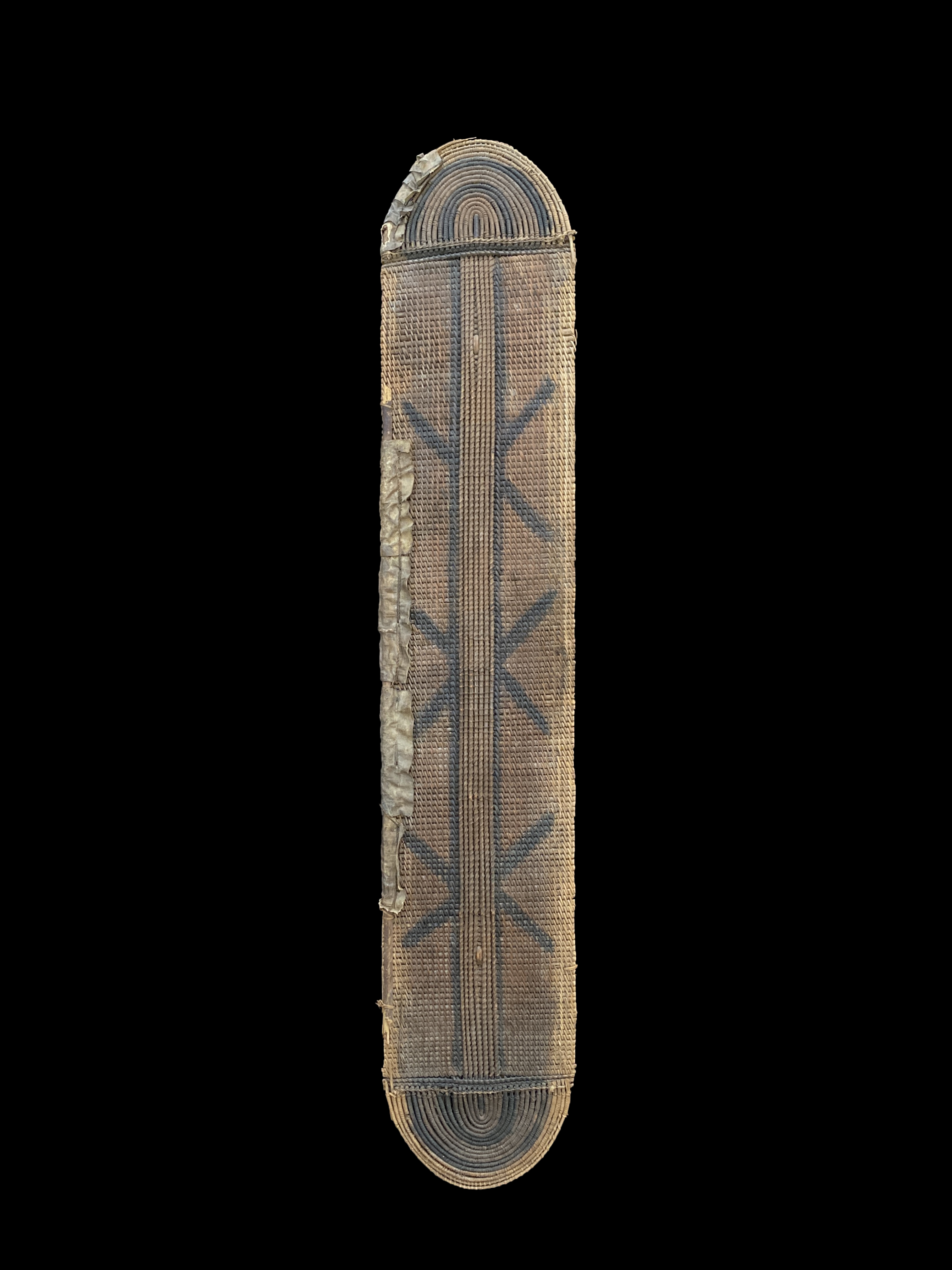 Basketry Shield with Wooden Grip Board - Kuyu People, Likouala River Region, Northern Congo Republic
