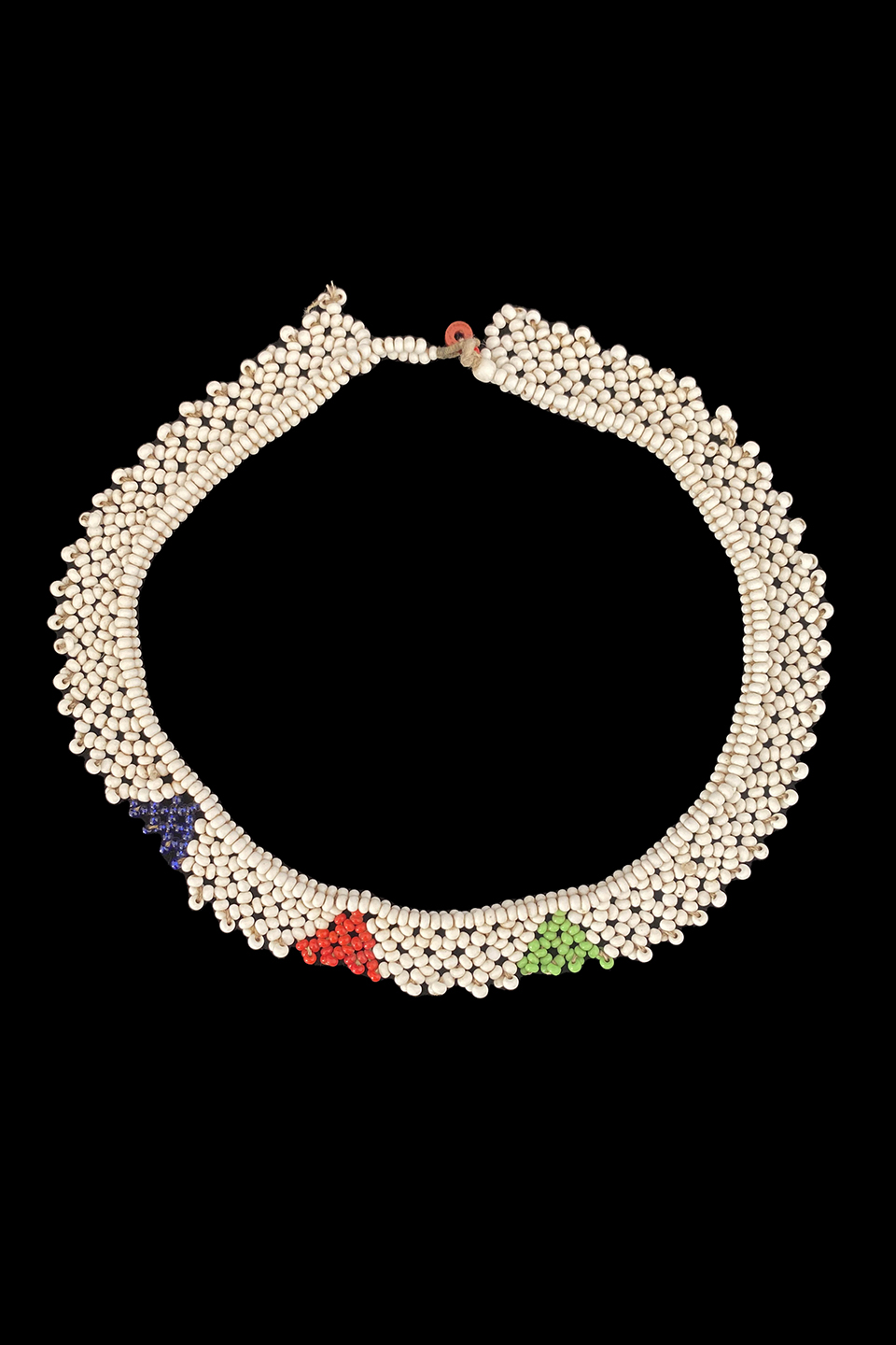 Predominantly White Beaded Choker, Zulu People, South Africa