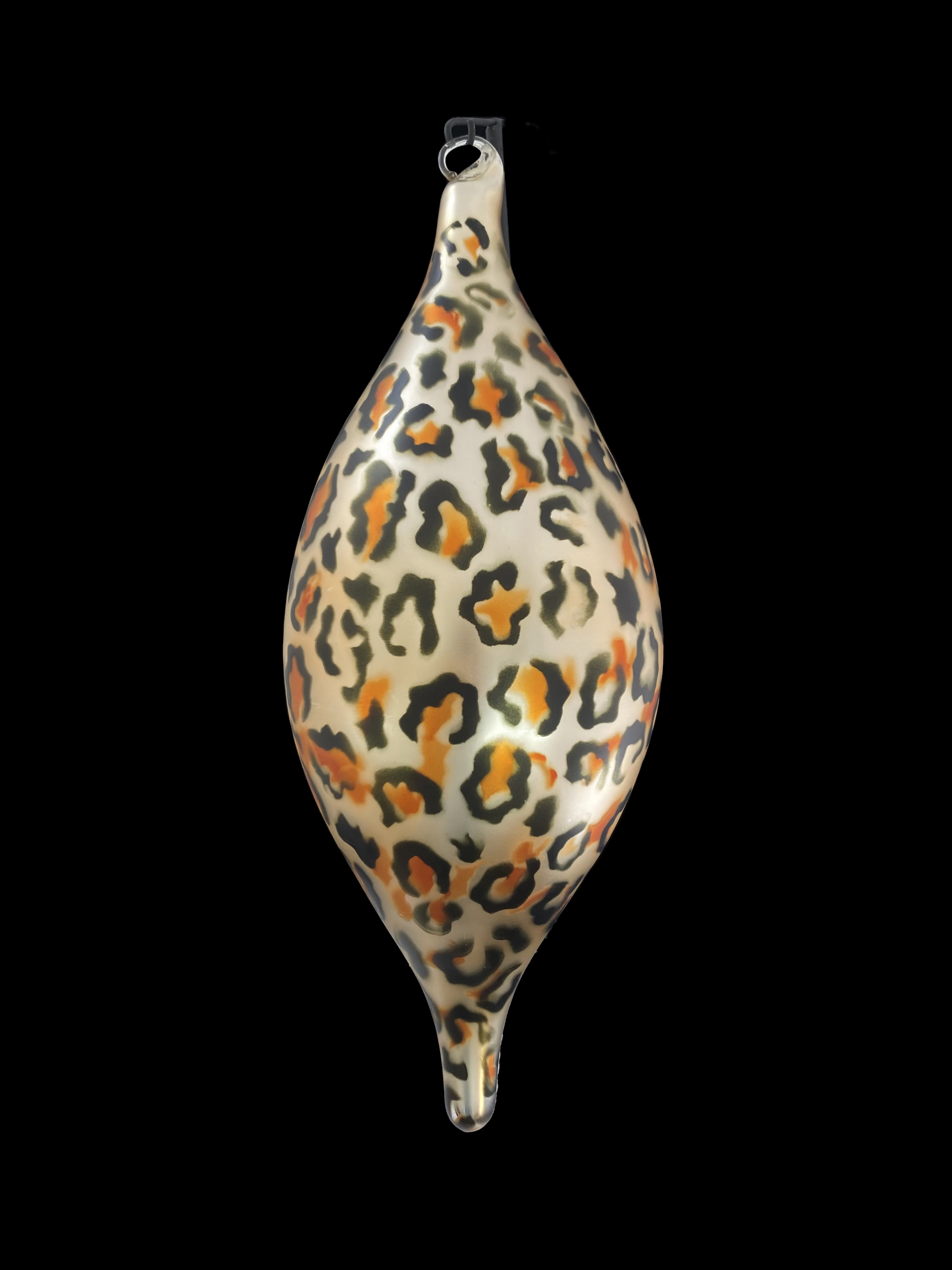 Extra Large Hand Blown Glass Leopard Print Ornament