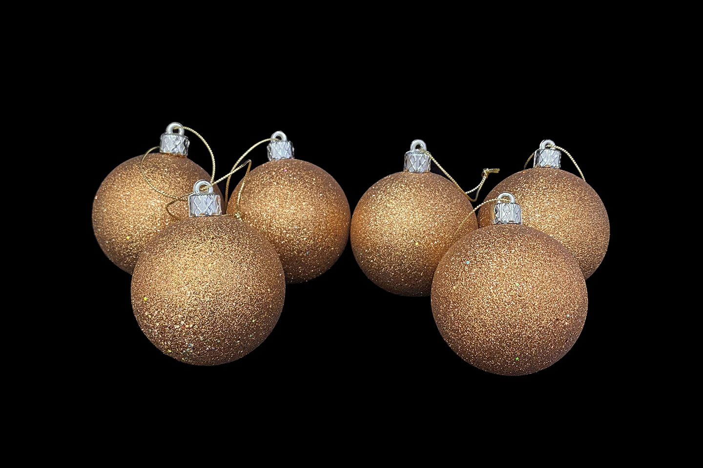 Set of 6 Copper Glitter Ball Ornaments