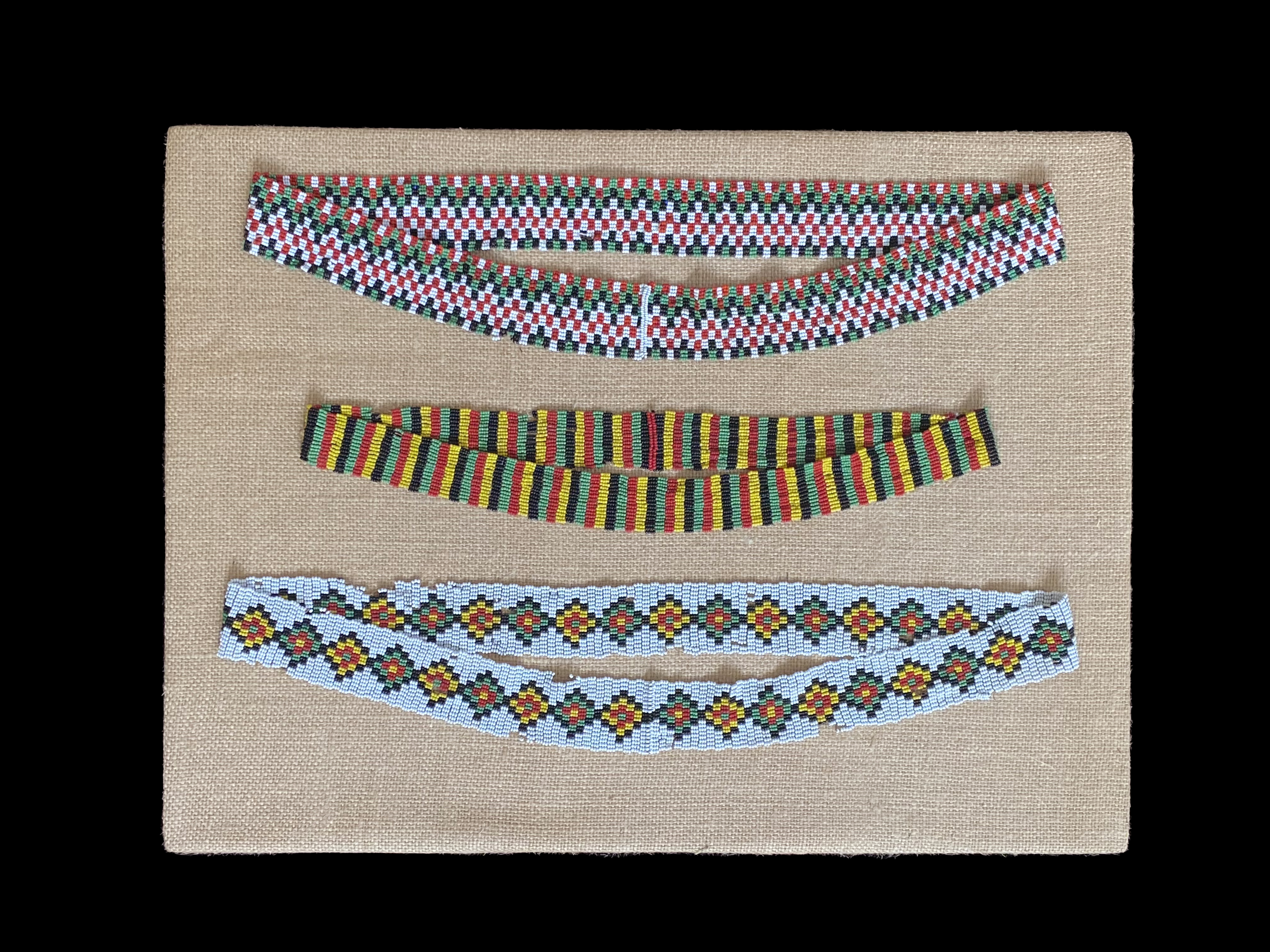 Mounted Set of 3 Bandoliers/Sashes (Amatamatama) - Zulu People, South Africa (1450)