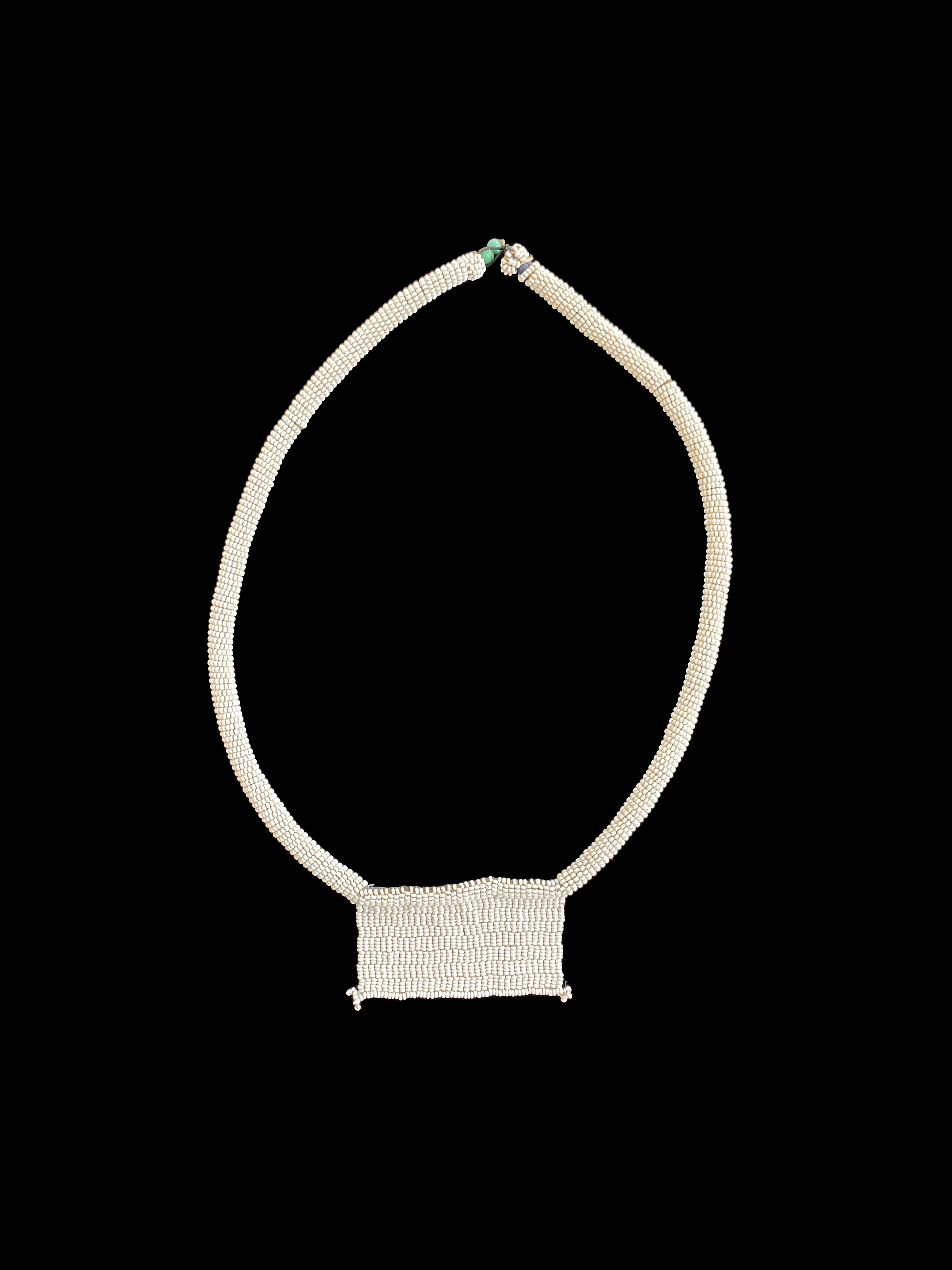 White Beaded Love Letter Neckpiece - Zulu People, South Africa