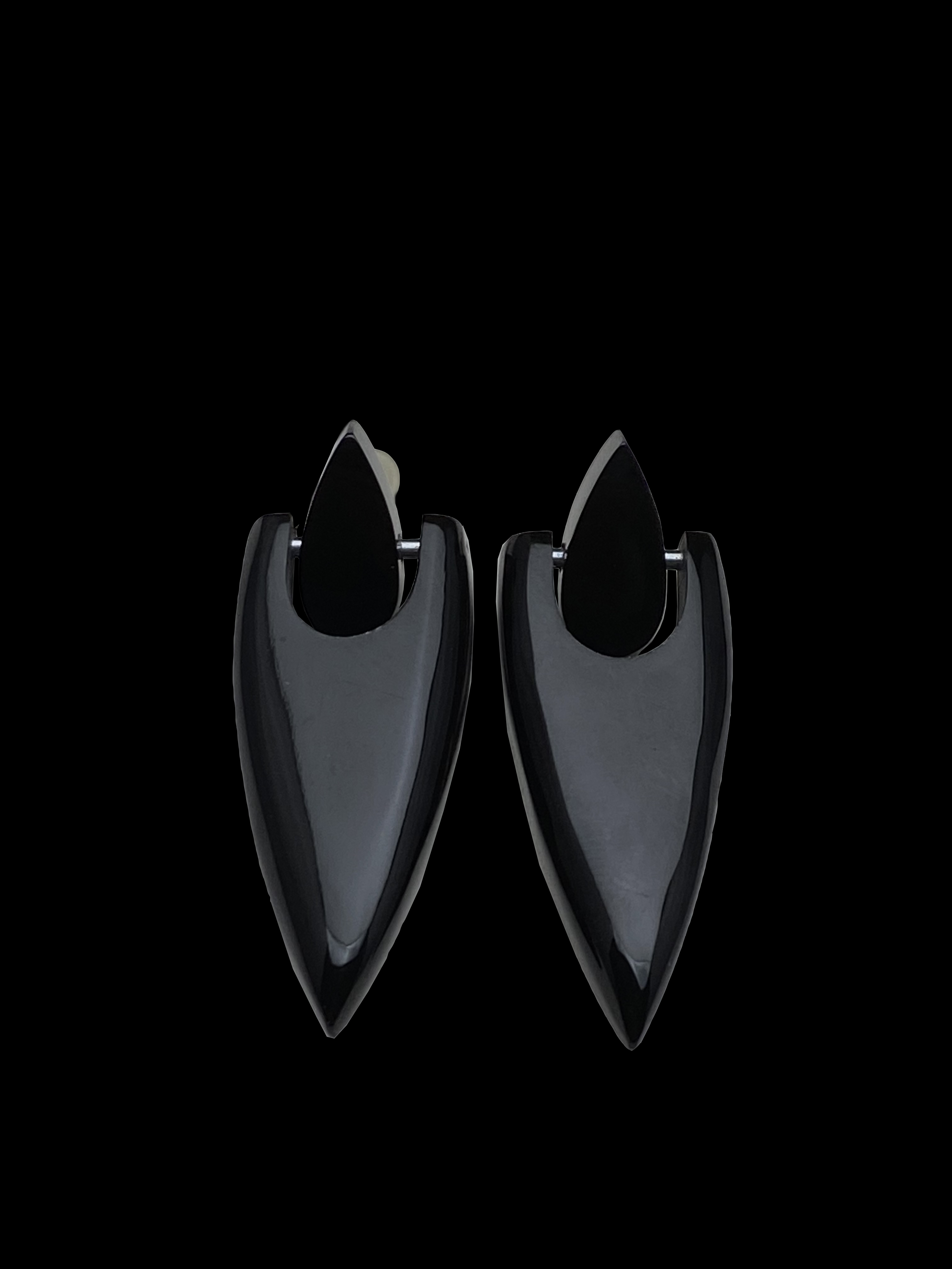 Posted Black Horn Earrings