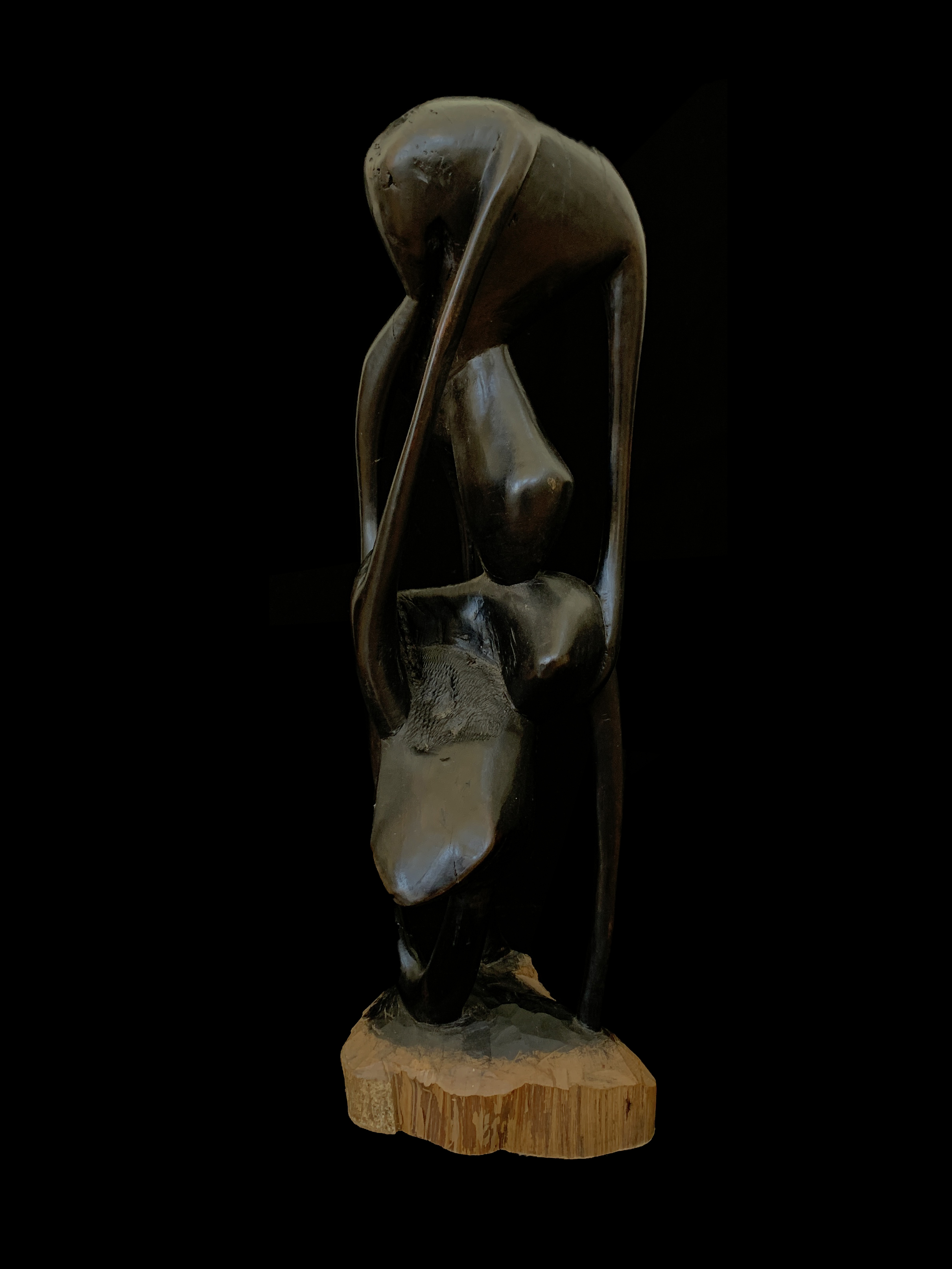 Abstract Ebony Wood Sculpture by Makonde Artist Urambo Sitta - Tanzania