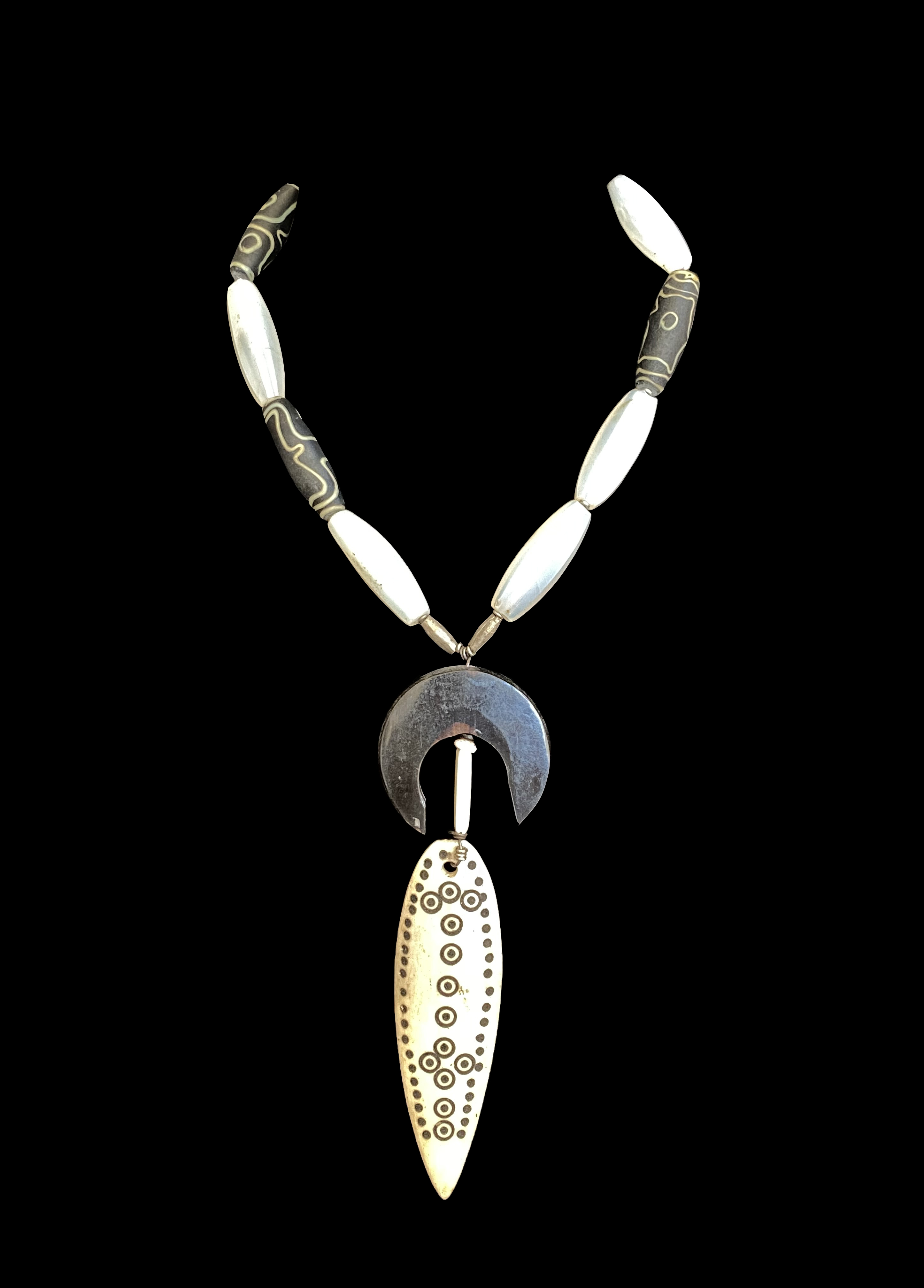 Camel Bone and Glass Bead Necklace