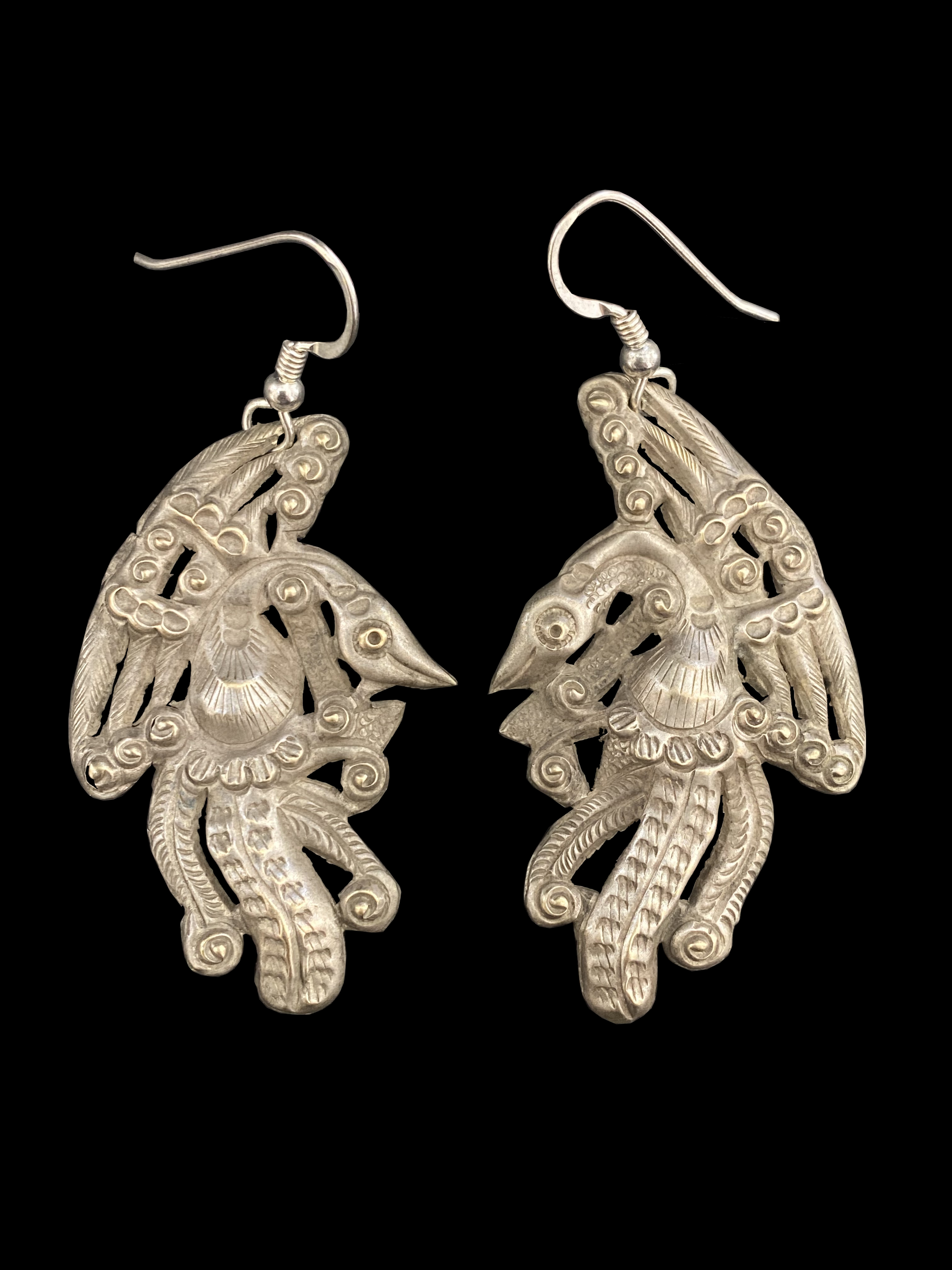 Tribal Silver Phoenix (Fenghuang) Earrings - Chinese - BR246