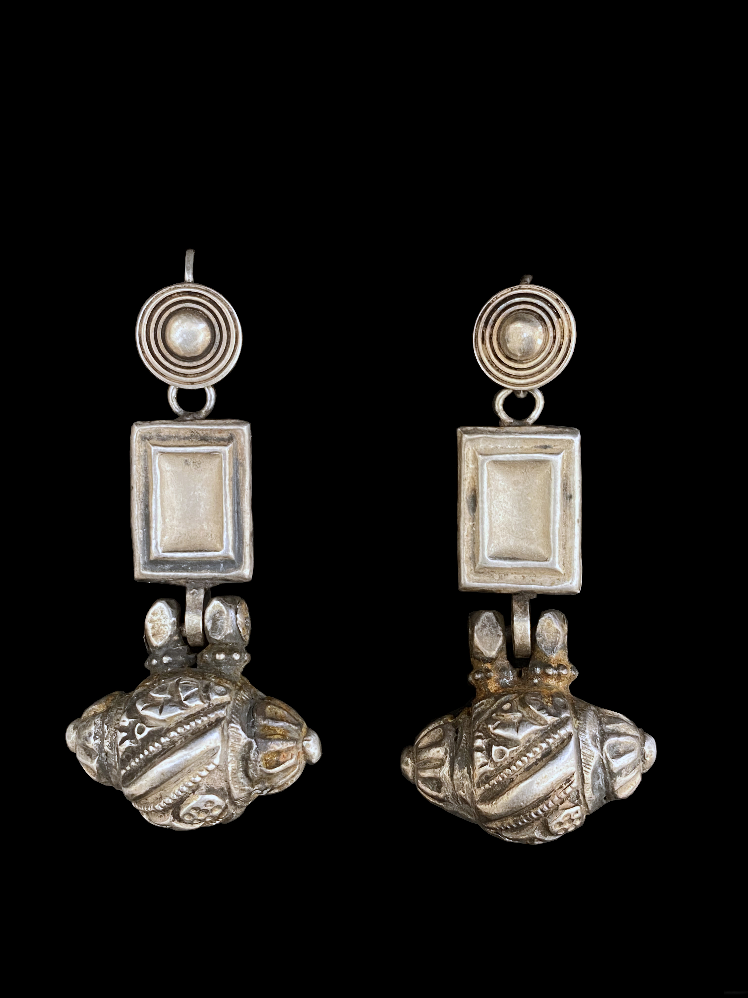 Tribal Silver Earrings - India - BR288