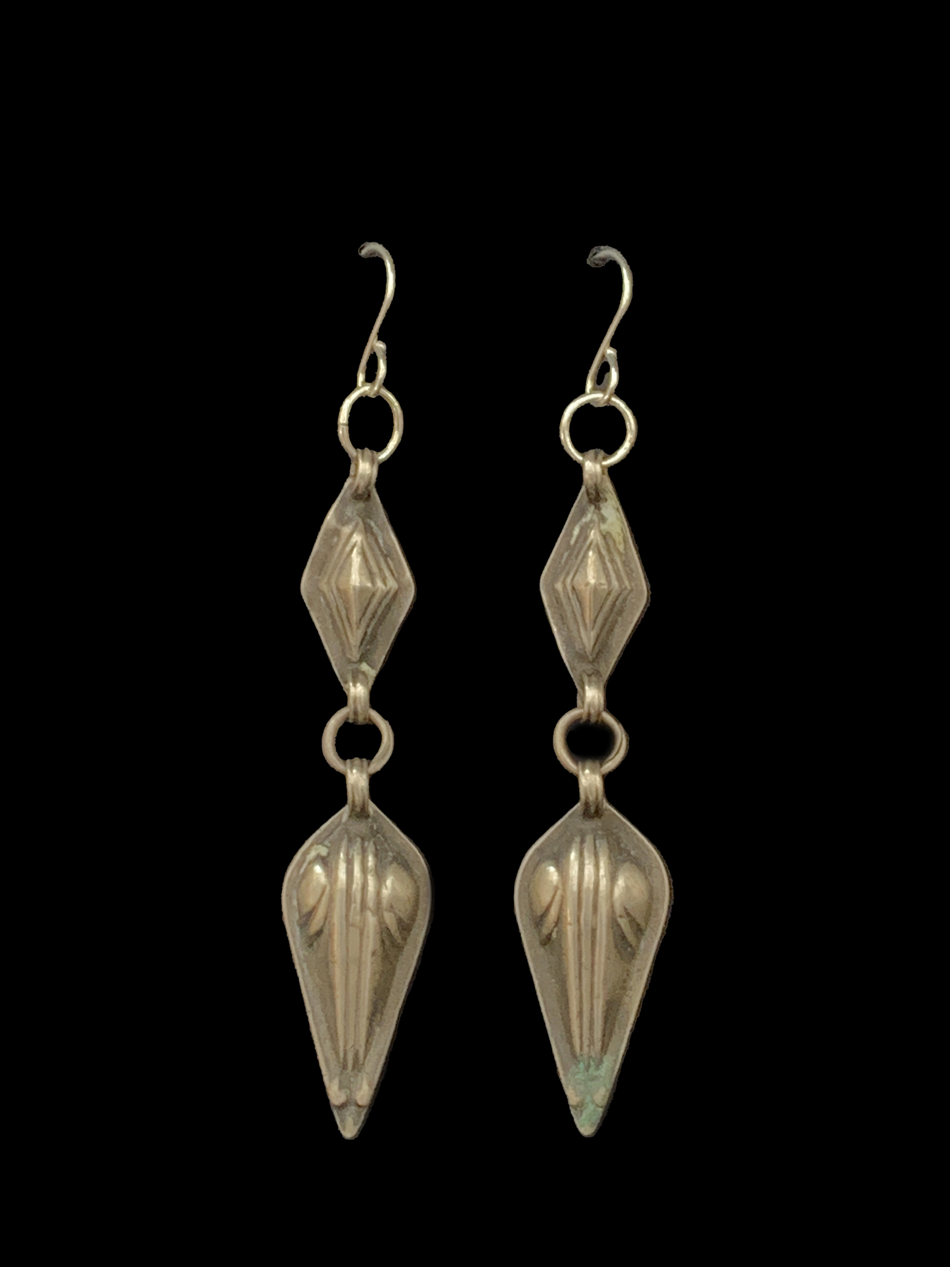 Tribal Silver Earrings - Tekke people, Turkmenistan.