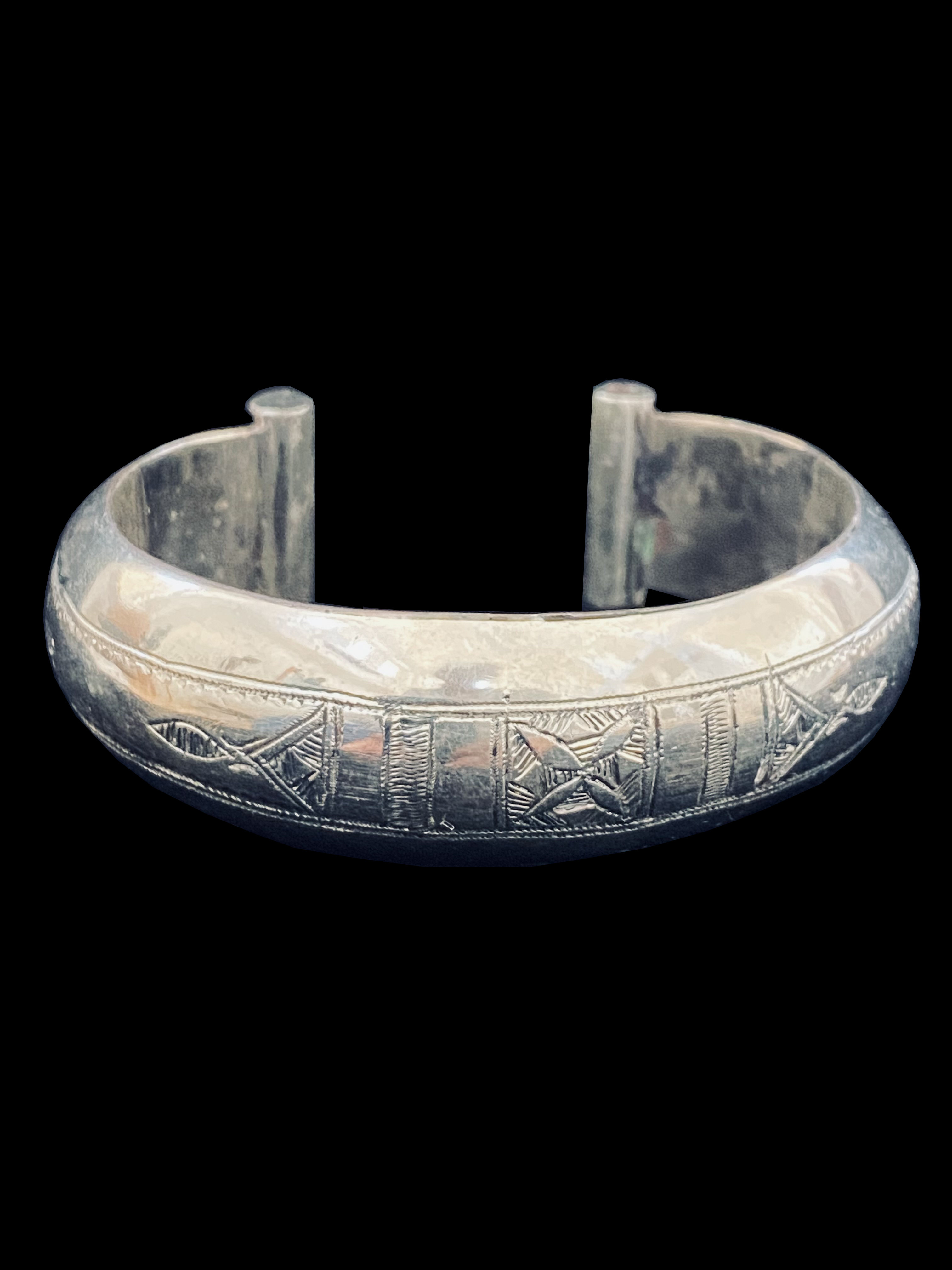 Rounded Mixed Silver Bracelet - Tuareg People, nomads of the south Sahara.