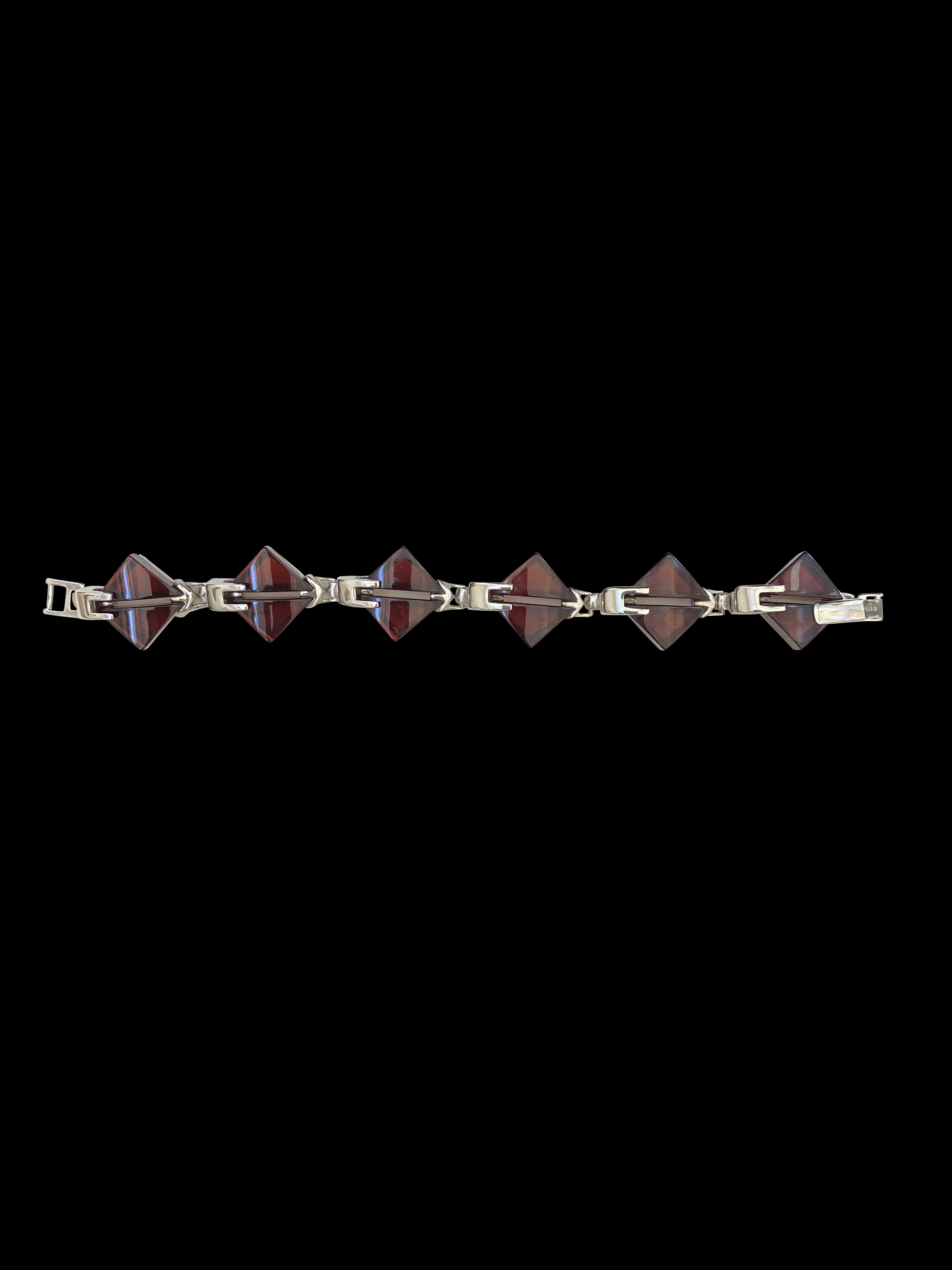 Cherry Amber and Sterling Silver Bracelet