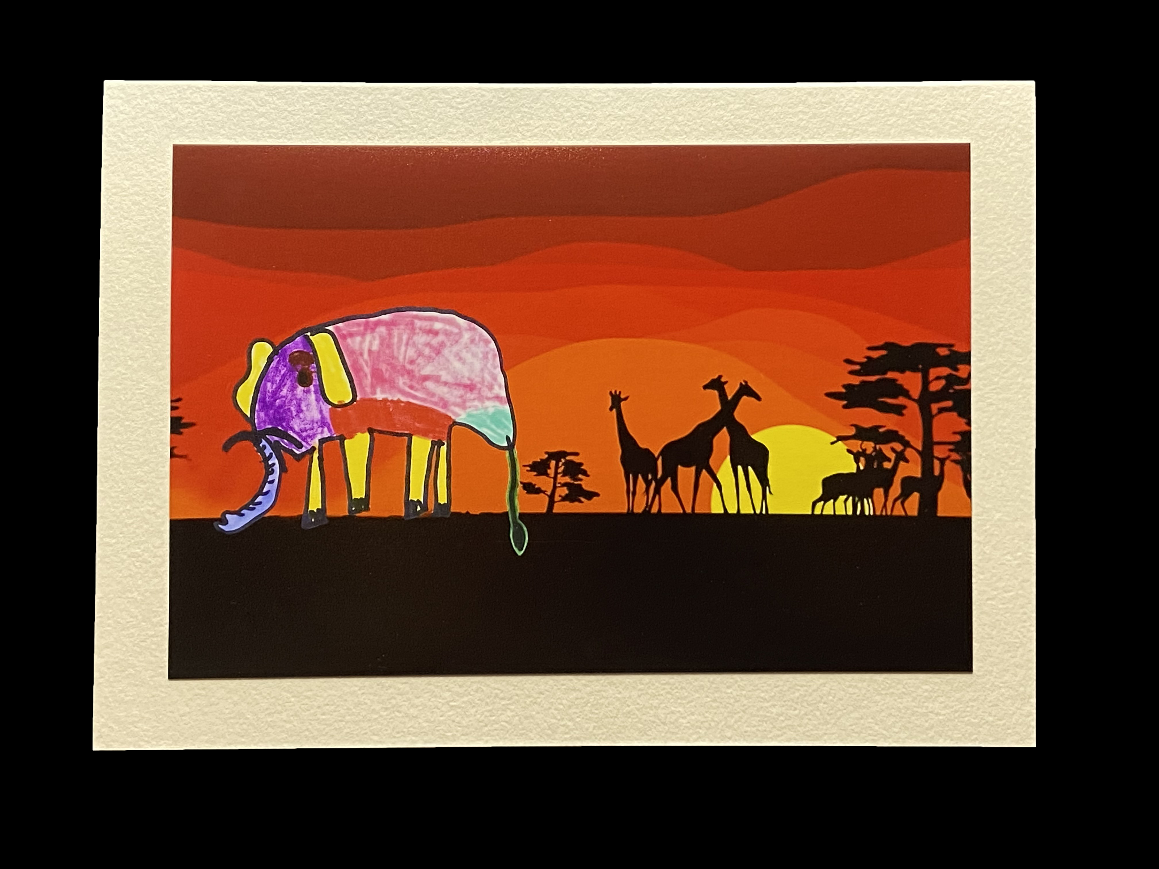 Elephant at Sunset Card by Amy