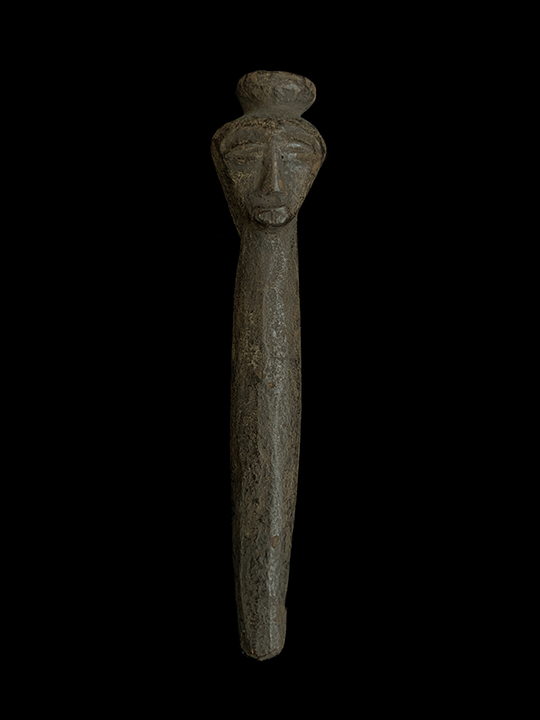 Wooden Janus Face Charm with Place for Charge on Top of Head - Songye People, D.R. Congo