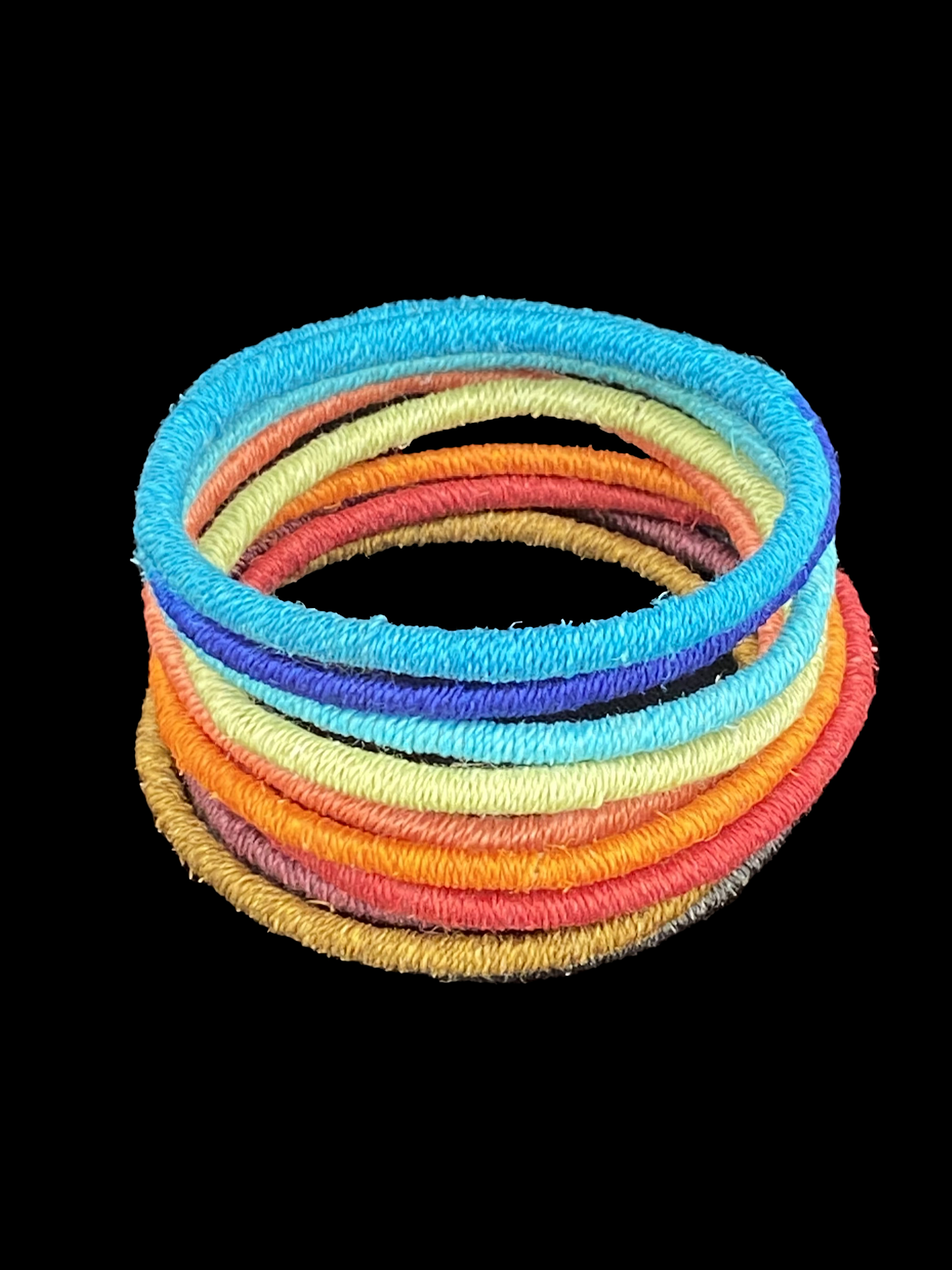 Set of 10 Colorful Grass Wrapped Bracelets