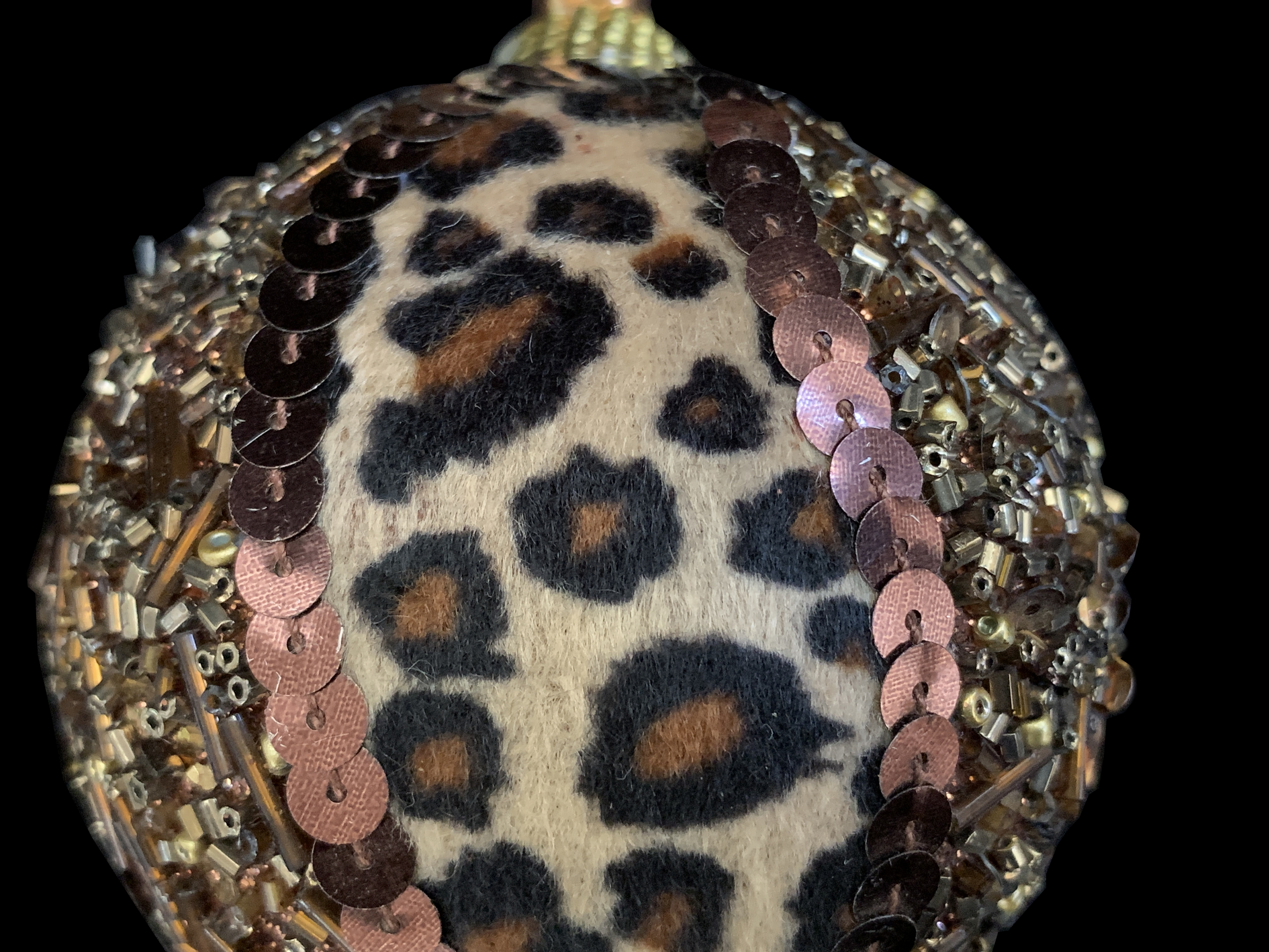 Set of 3 Leopard Print Glitter Christmas Ornaments