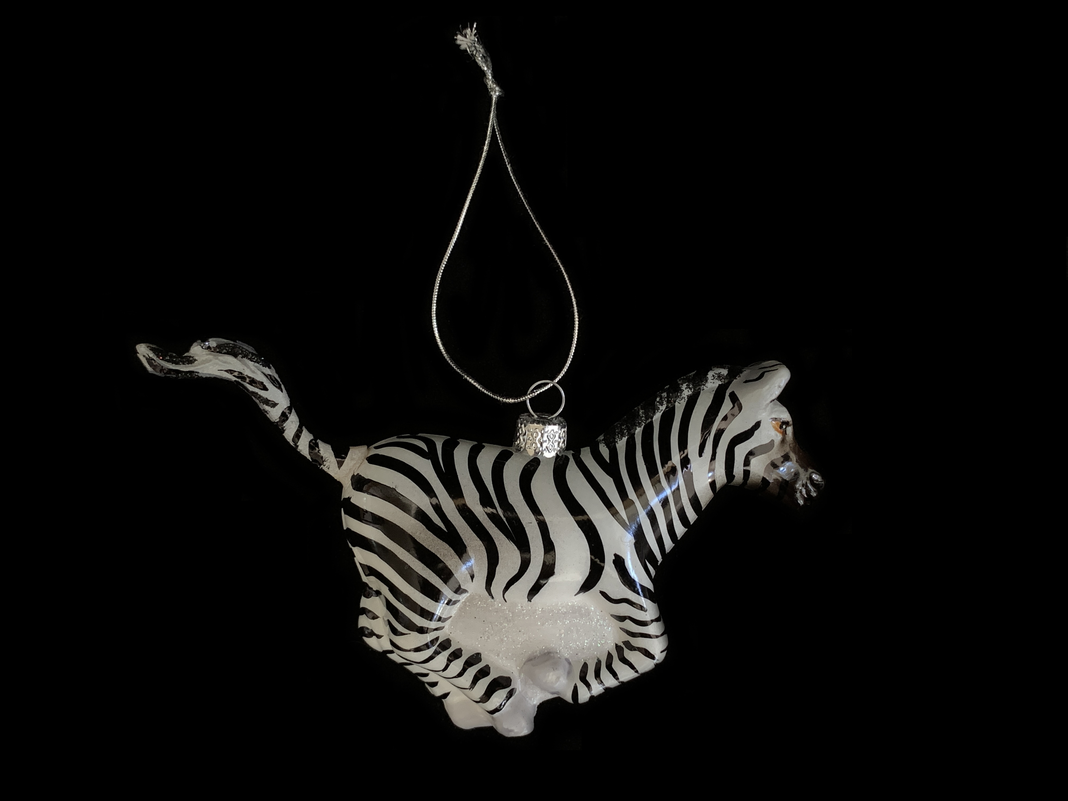 Glass Running Zebra Ornament