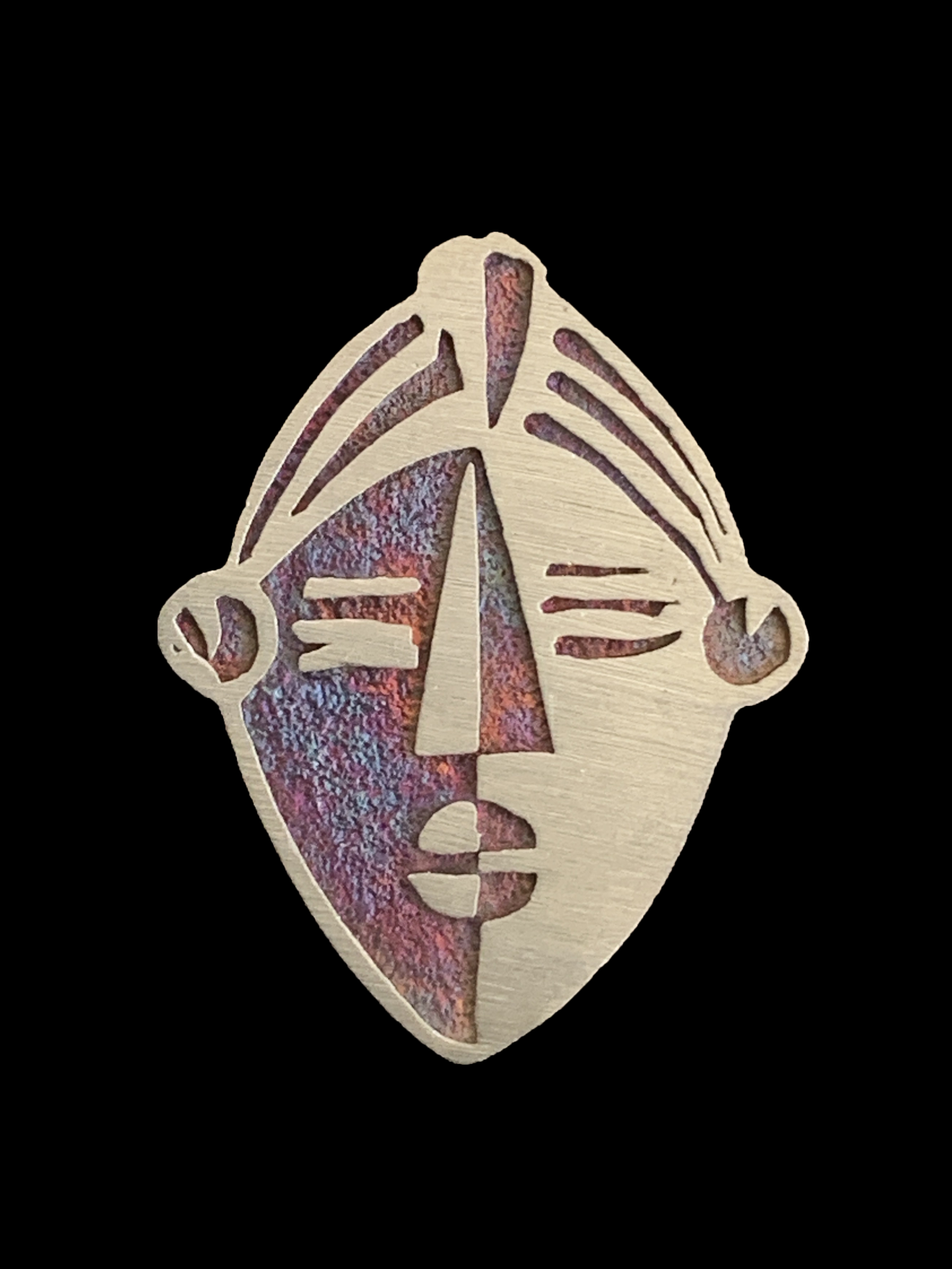 Sterling Silver Logo/Lwalwa Mask Colorful Oxidized Pendant