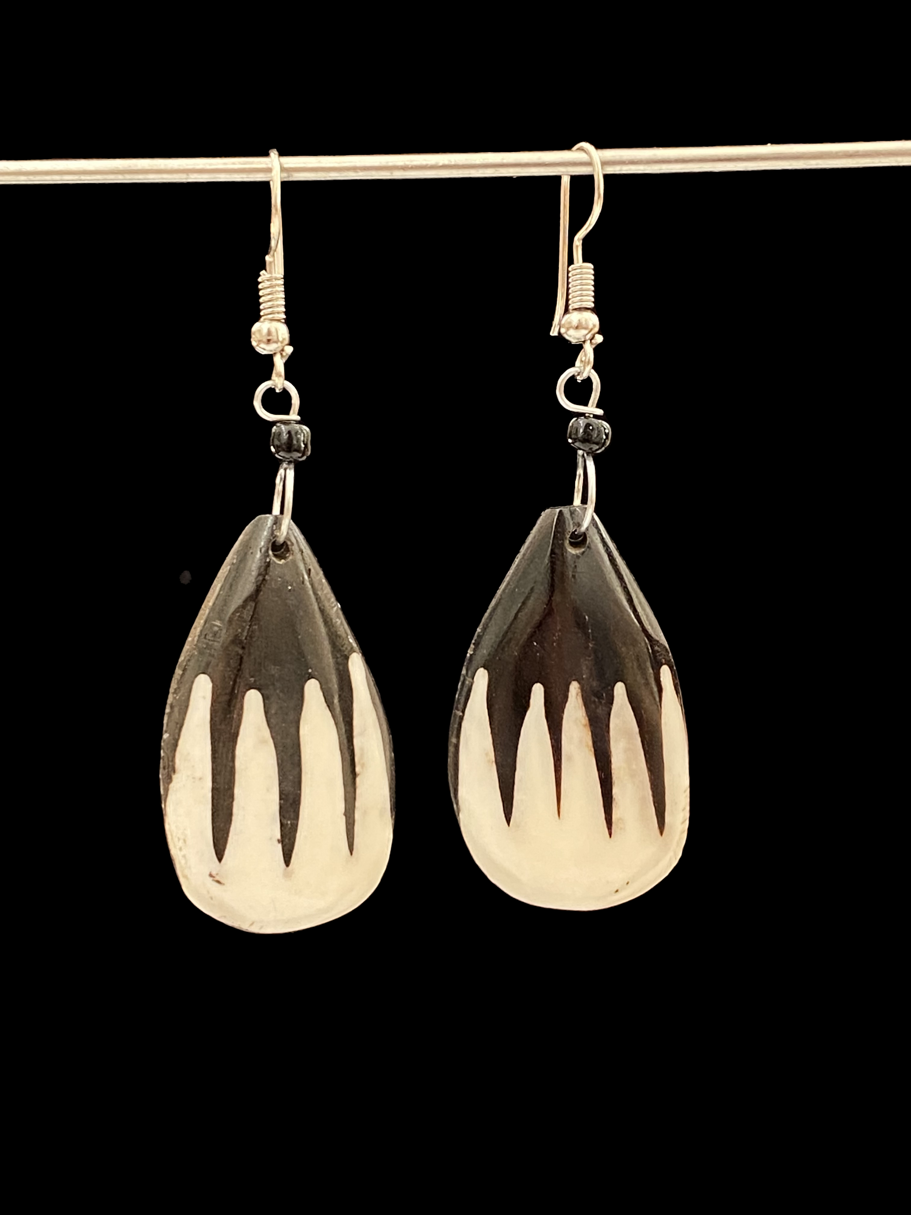 Batik Bone Teardrop Earrings - Kenya