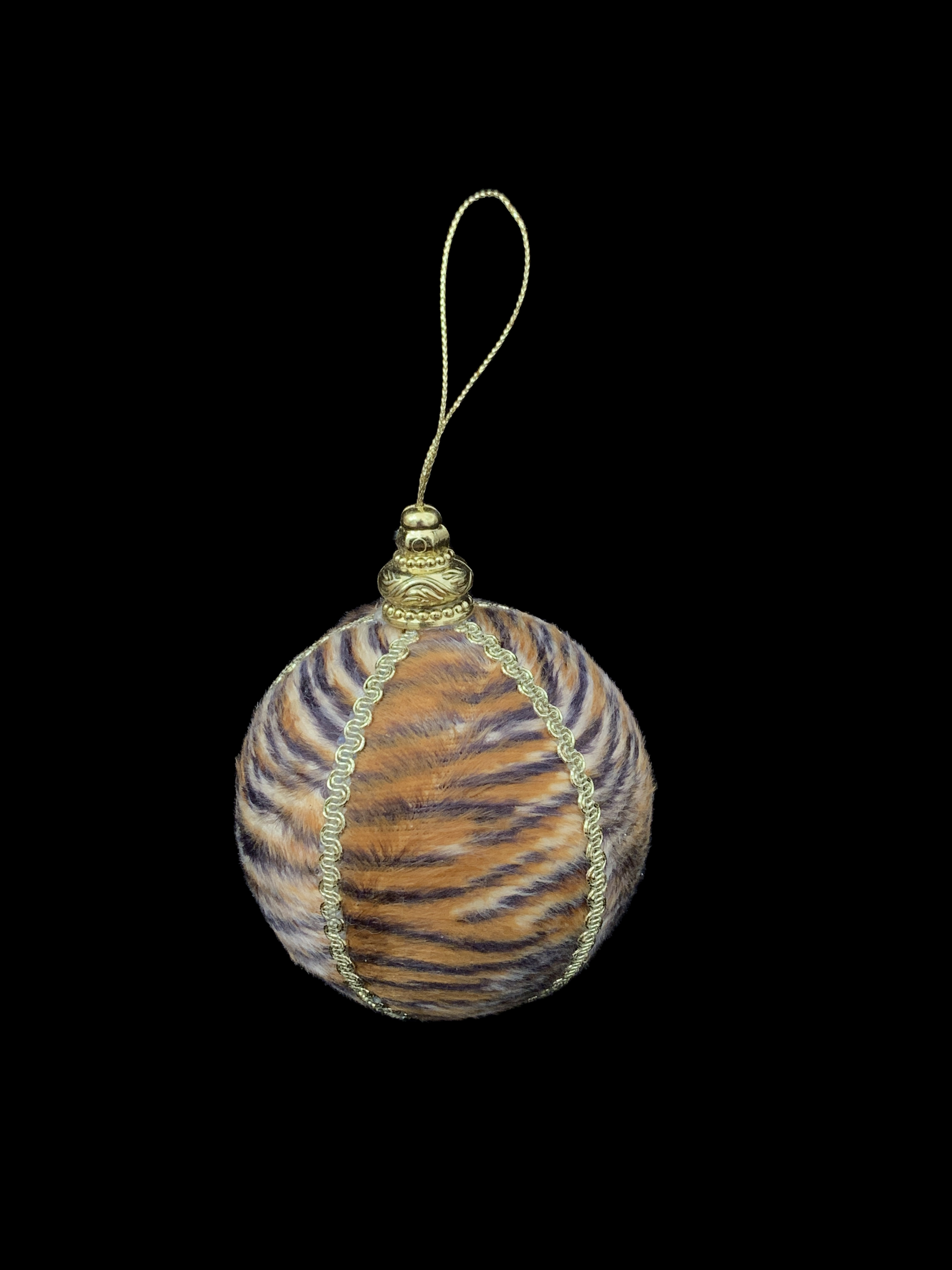 Tiger Print and Gold Ribbon Ornament