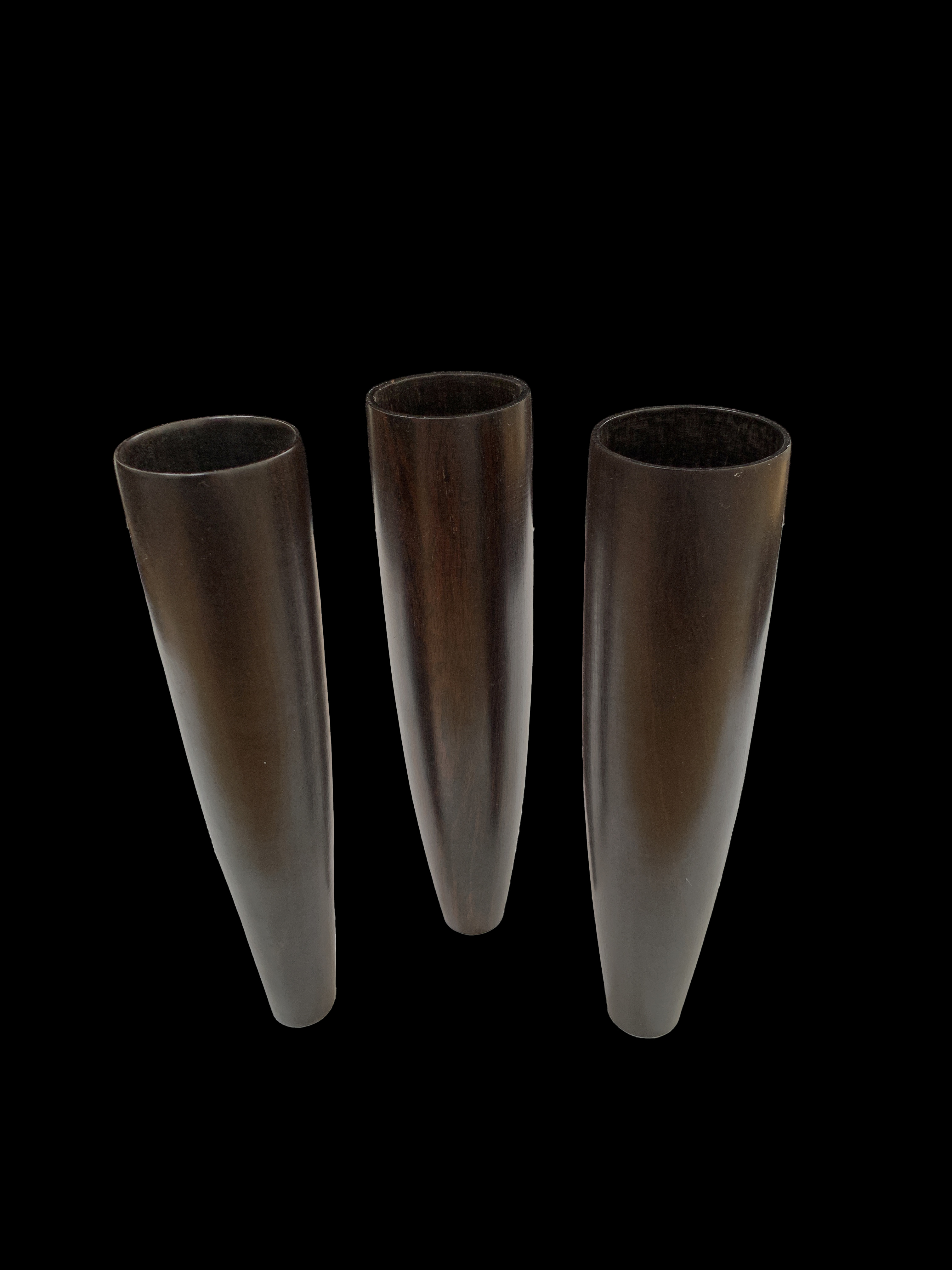 Set of 3 Ebony Wood Vases - Mozambique