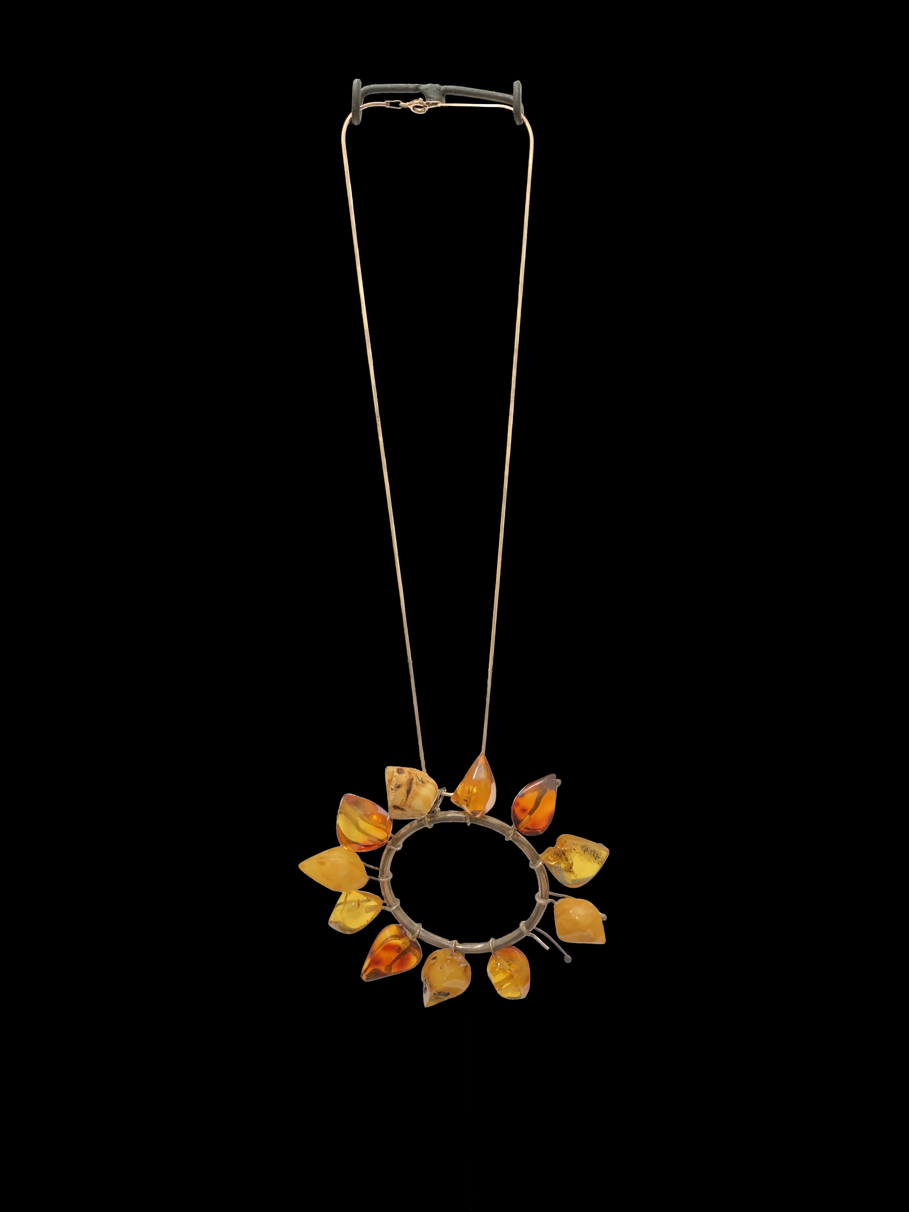 Amber and Sterling Silver Circular Necklace