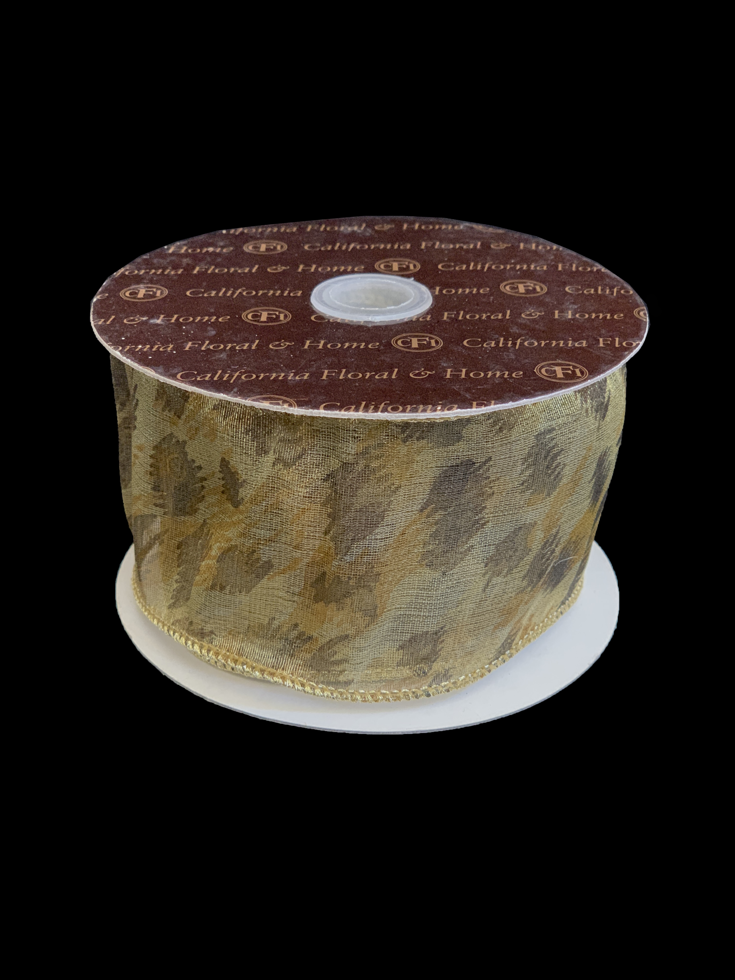 10 Yard Leopard Print  Shimmery Gold Ribbon Roll 