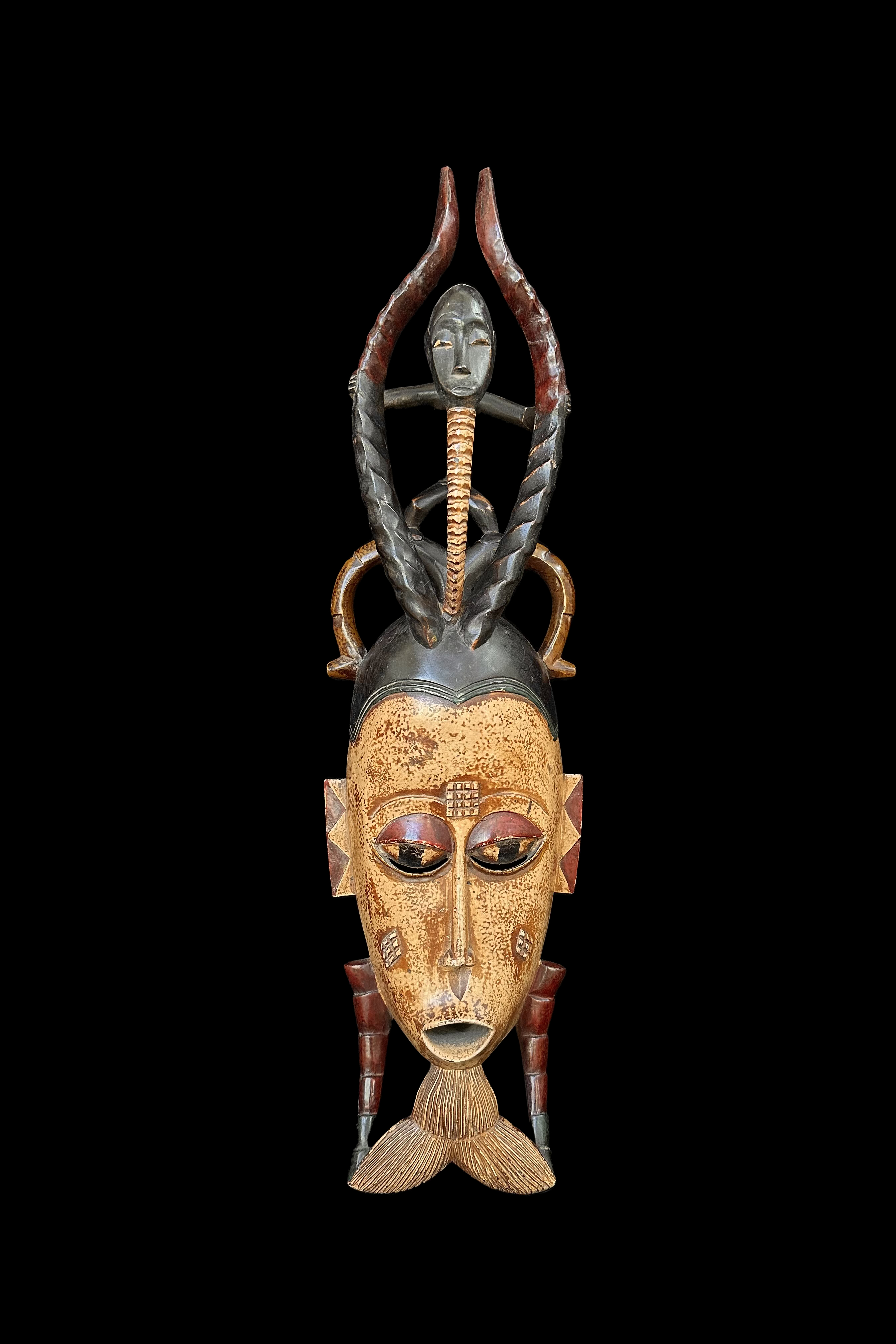 Zaouli Dance Mask With Figure on Top - Guro People - central Ivory Coast