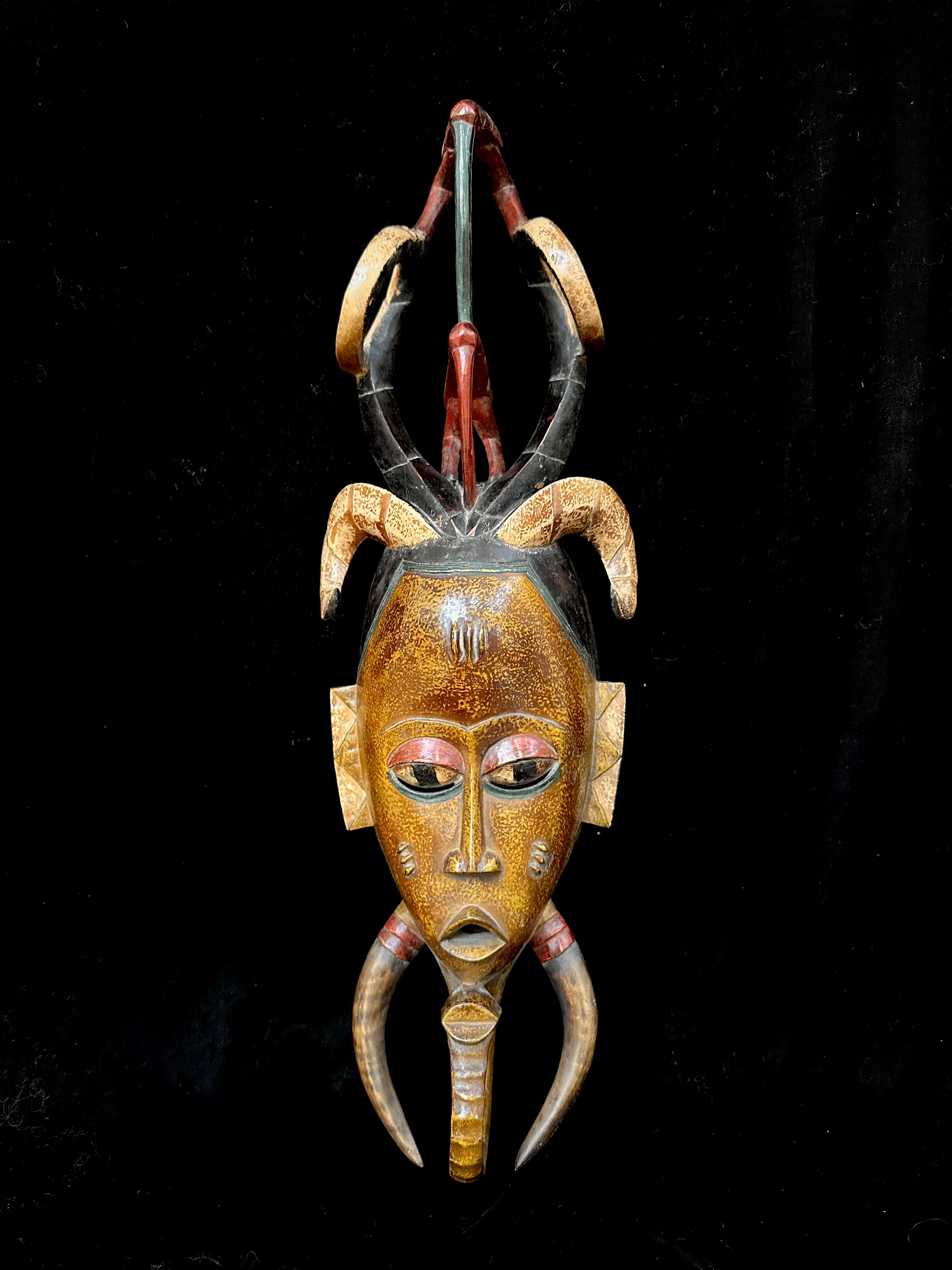 Zaouli Dance Mask with Elephant Trunk - Guro People - central Ivory Coast