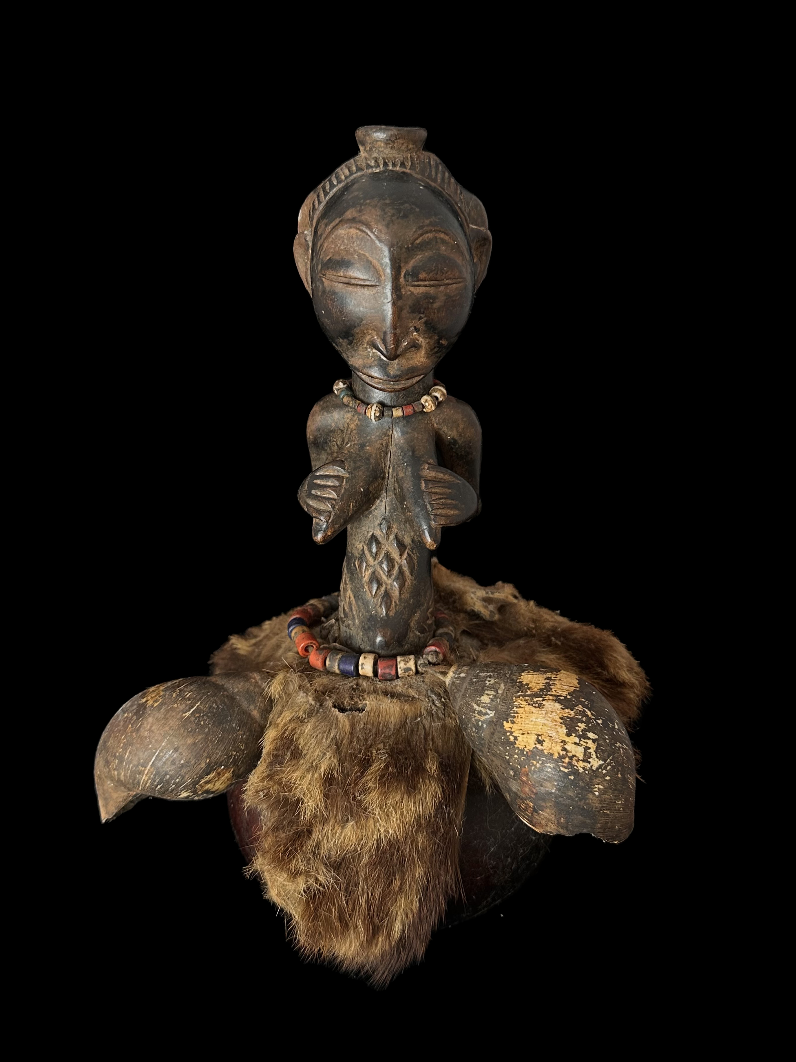 'Kabwelulu' Anthropomorphic Female Figure on Gourd CGM48- Hemba People, D.R. Congo