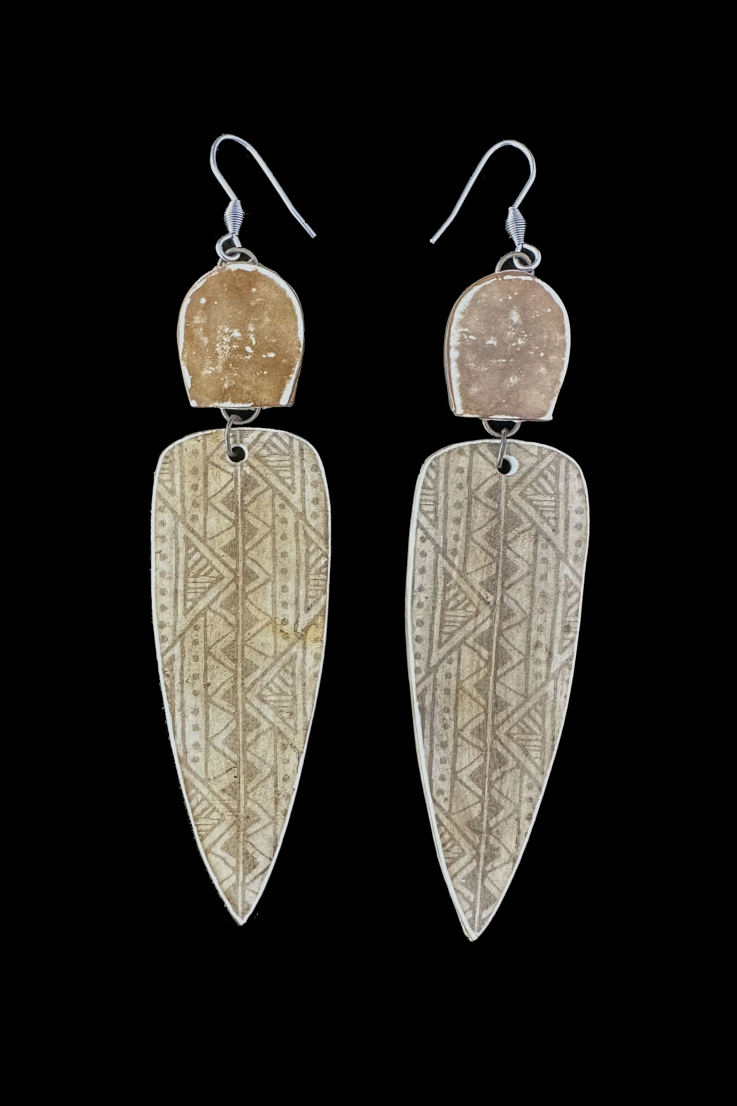 Clay Wire Earrings with tribal design #15