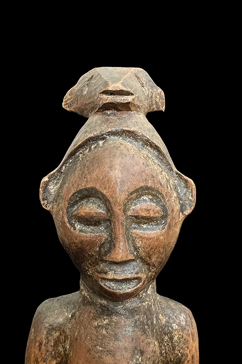 Wooden Figure with Buffalo Helmet - Holo People, Northern Angola
