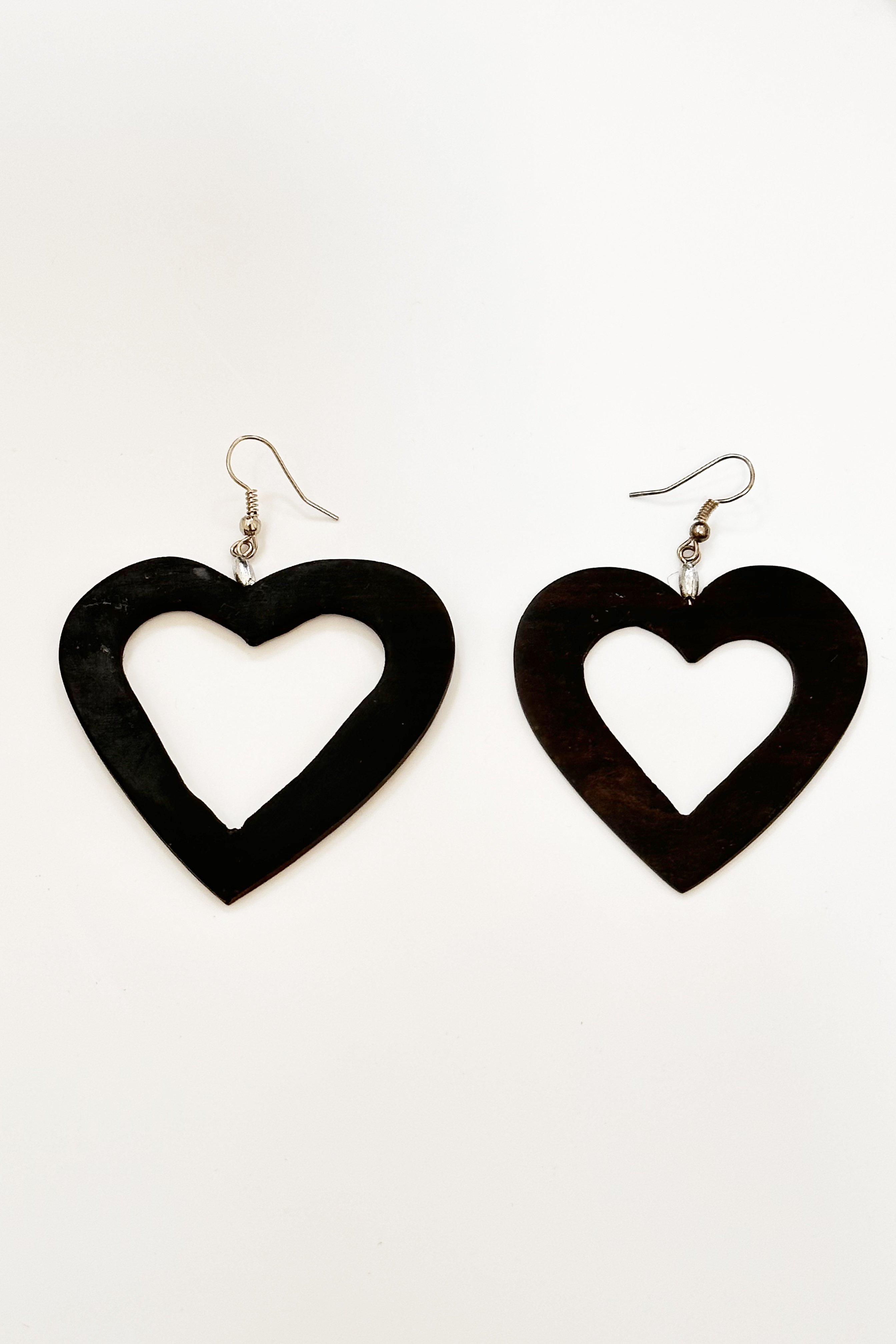 Heart Shaped Ebony Wood Earrings - Mozambique (2 pairs)