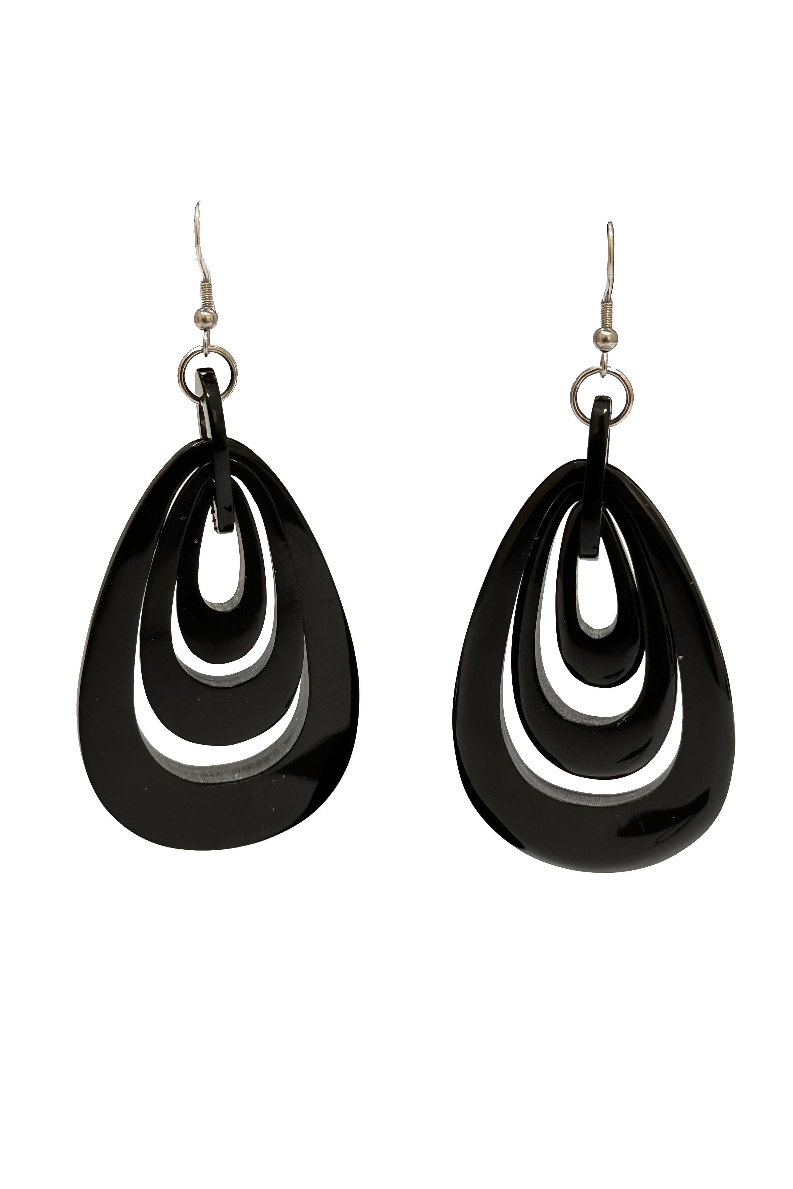 3 Tiered Black Horn Tear Drop Earrings (only 1 pair left!)