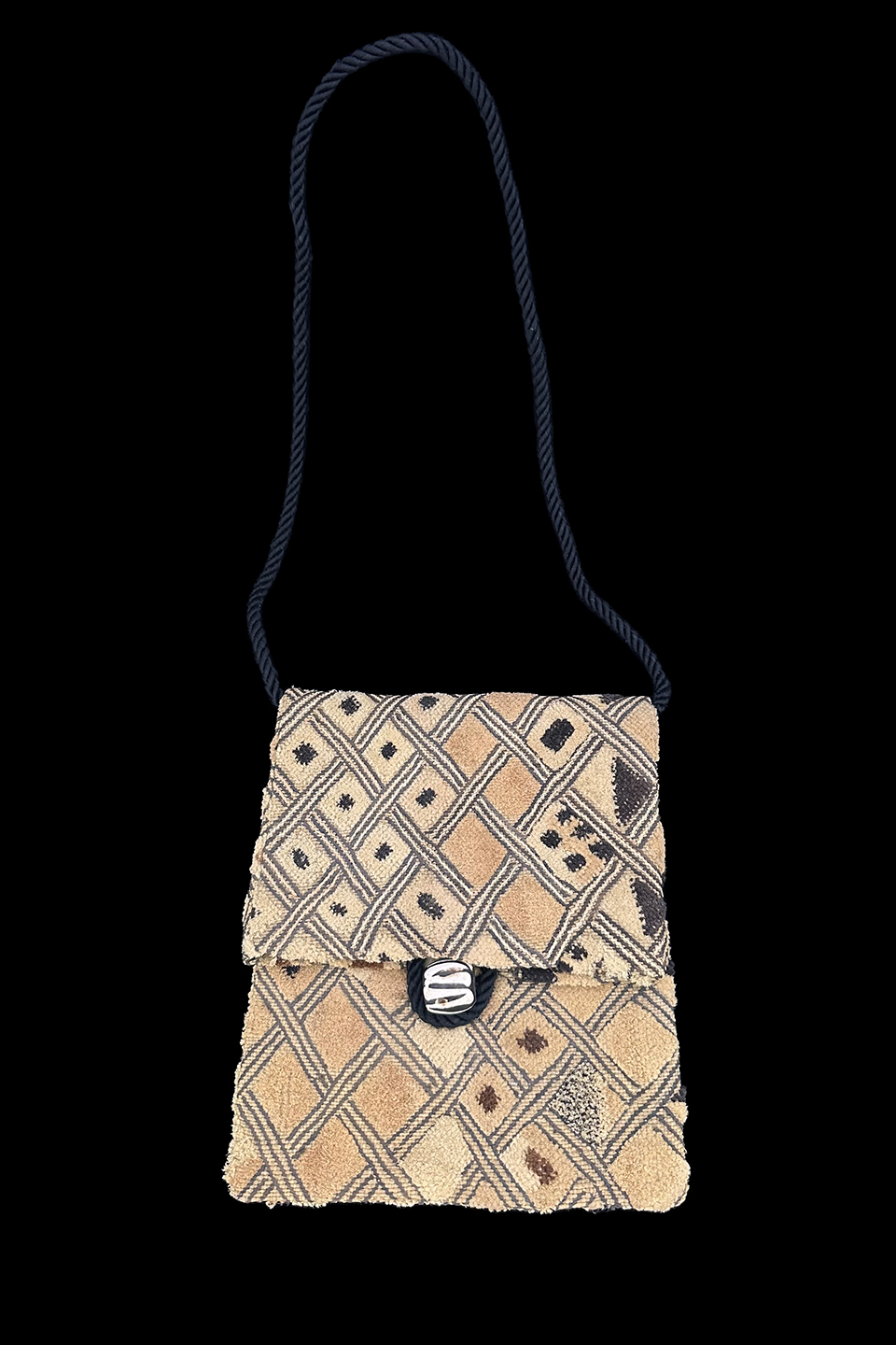 Purse/Handbag made with Kuba Cloth and a Batik Bone Closure