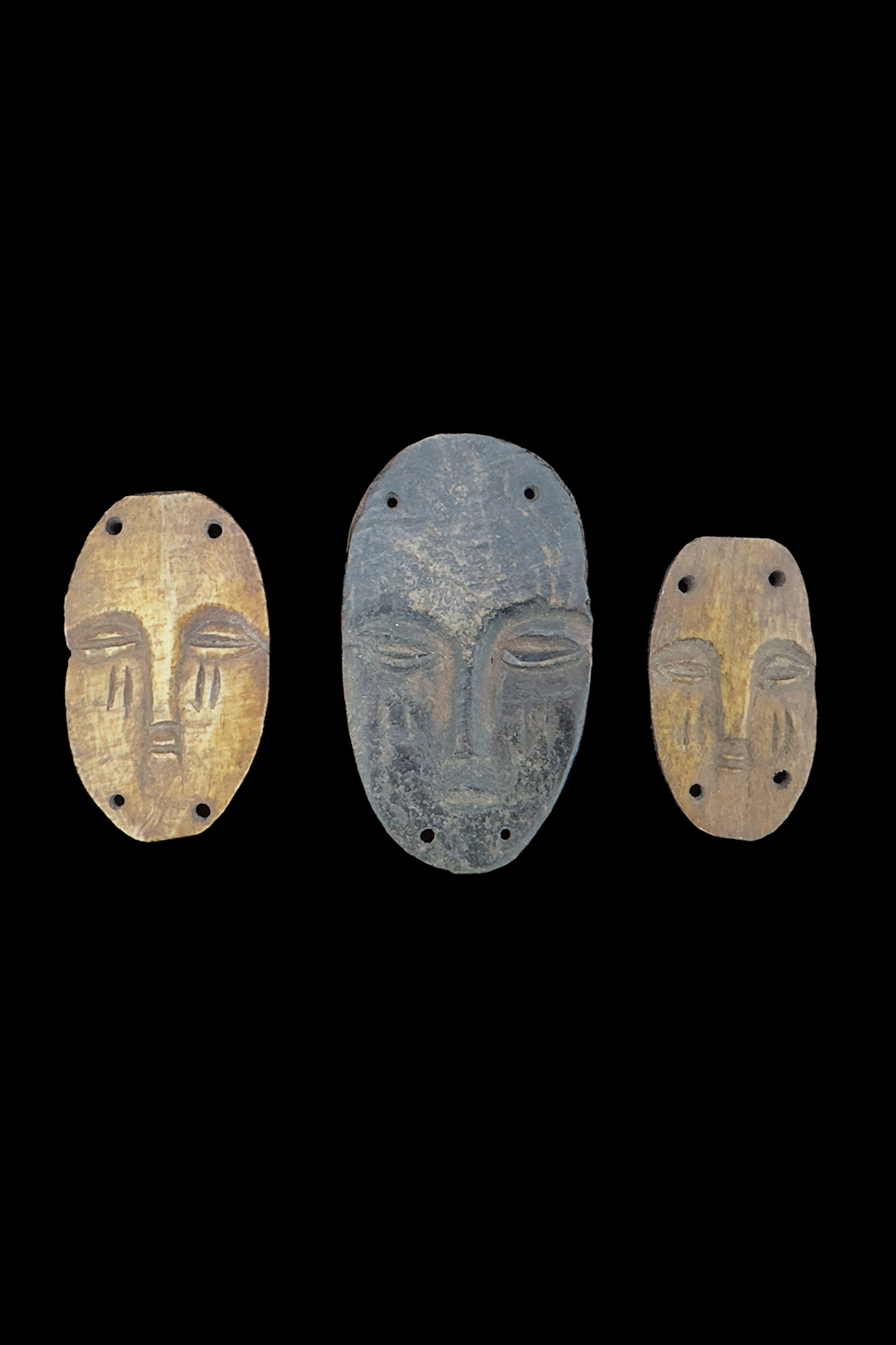 3  Bone Mask Pendants - Lega People, D.R.Congo 