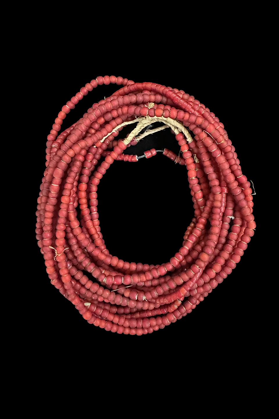 5 Strands of Ruby Red White Heart Trade Beads
