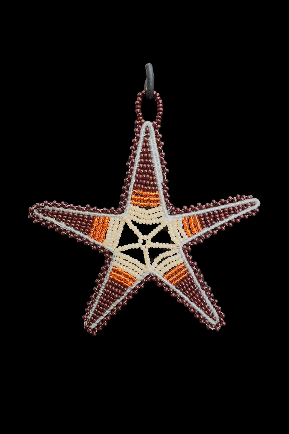 Brown and Orange Beaded Star Ornament - South Africa