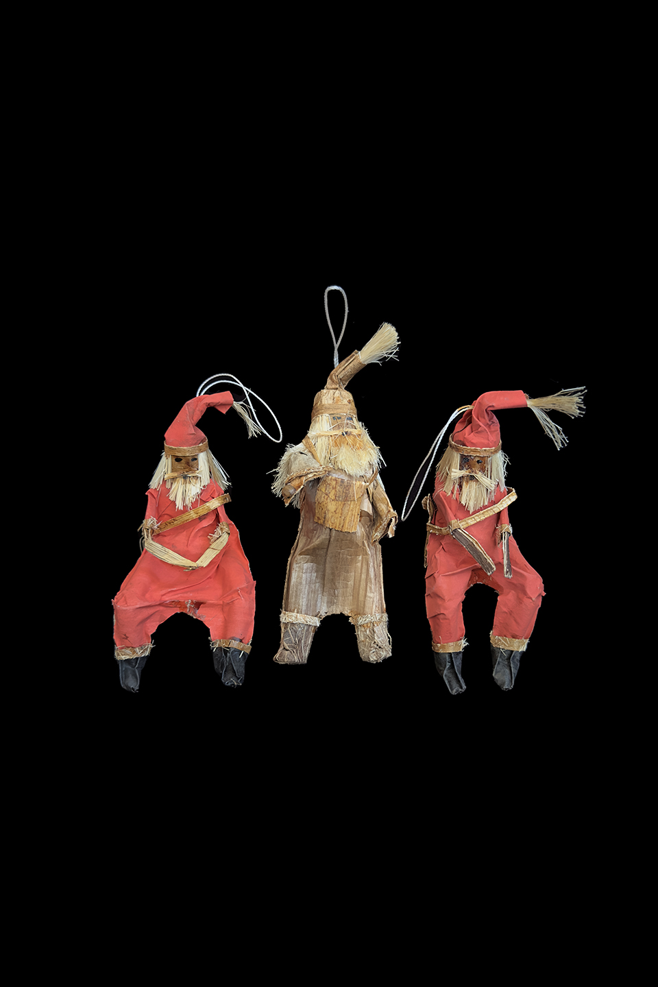 Set of 3 Banana Fiber Santa Ornament - Kenya and Uganda