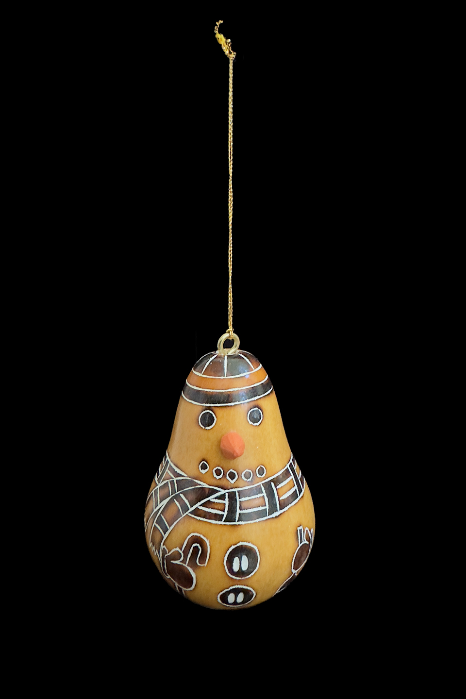 Smaller Snowman Gourd Ornament - Natural