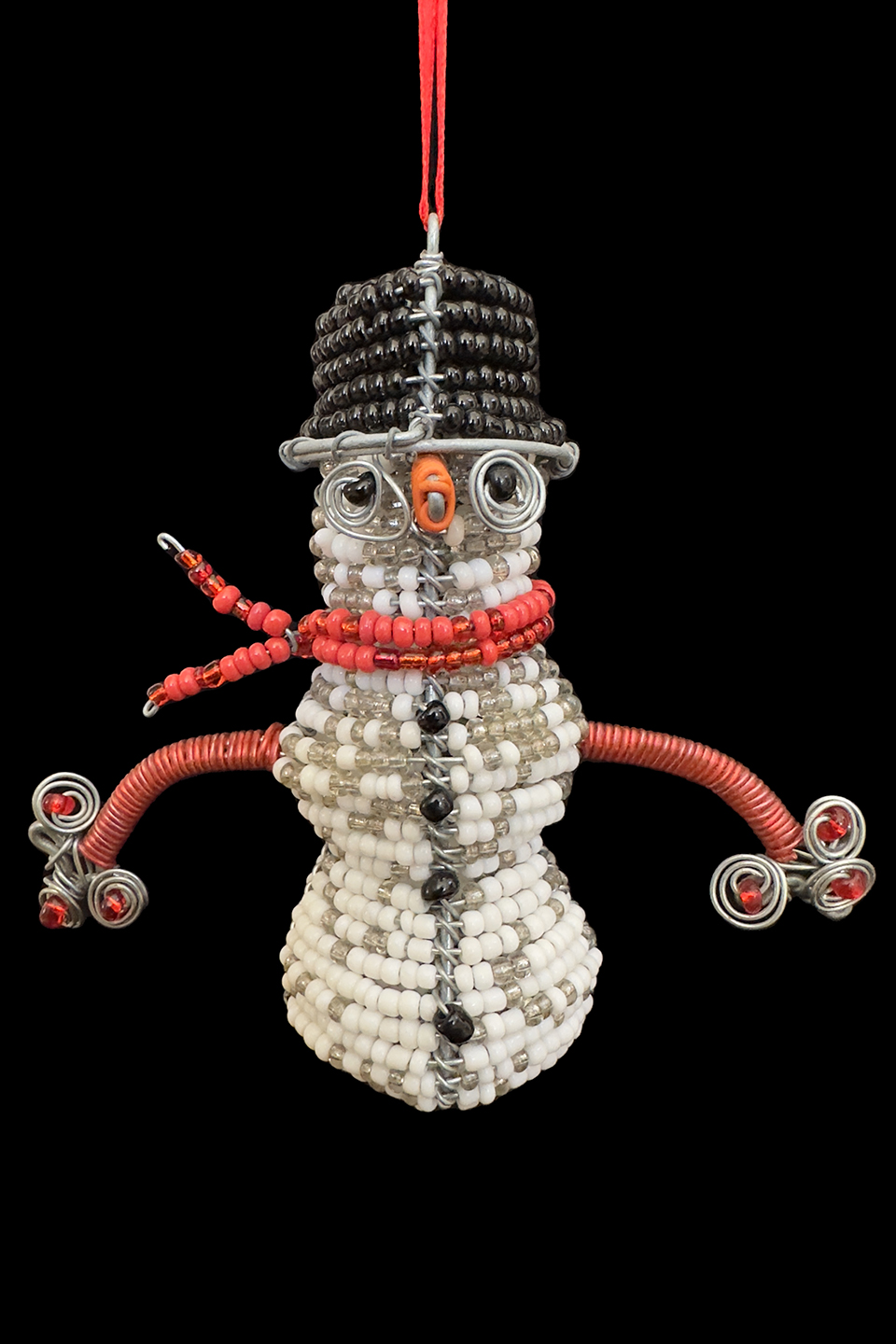 Bead & Wire Snowman Ornament - South Africa