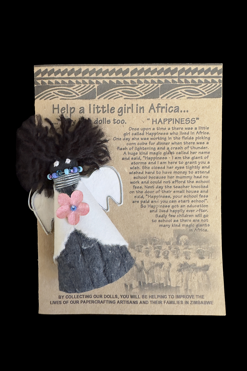Happiness Paper Doll Card/Ornament - Zimbabwe
