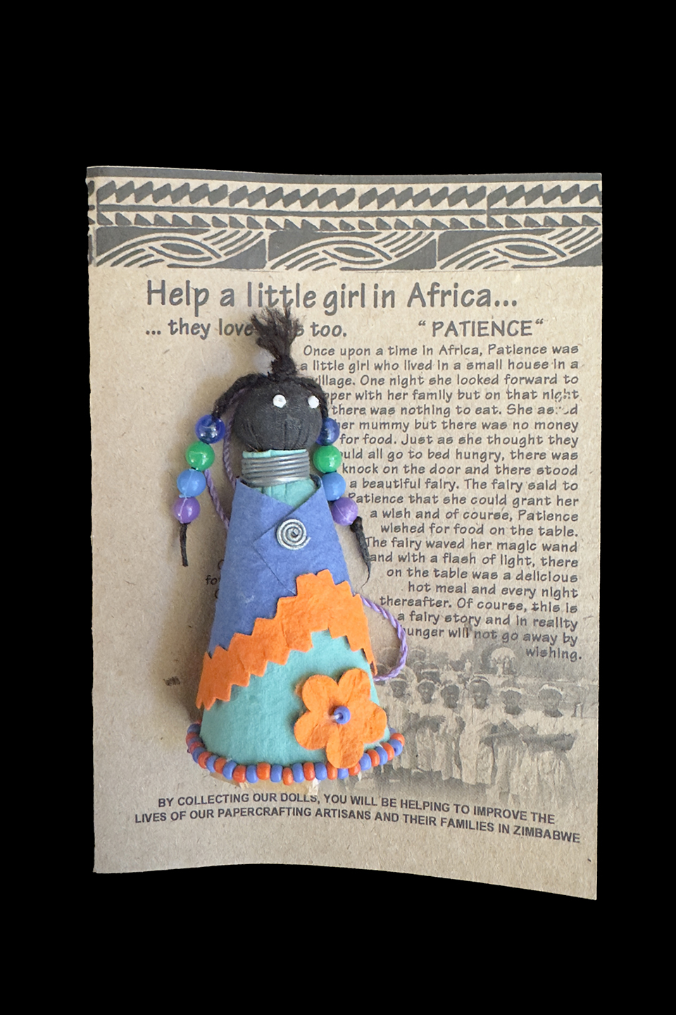 Patience Paper Doll Card/Ornament - Zimbabwe ( only 1 left!)